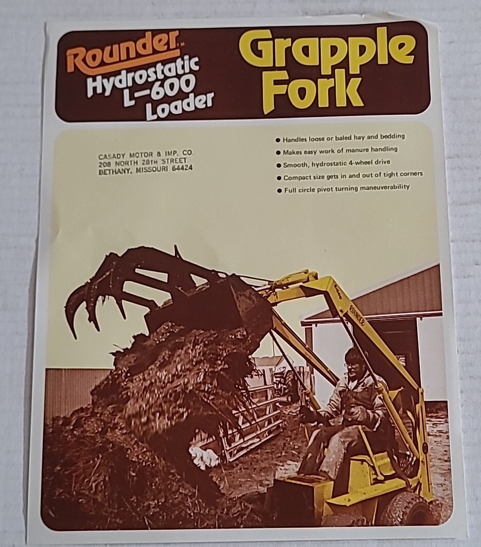 Rounder Hydrostatic L-600 Loader Grapple Fork Brochure Page