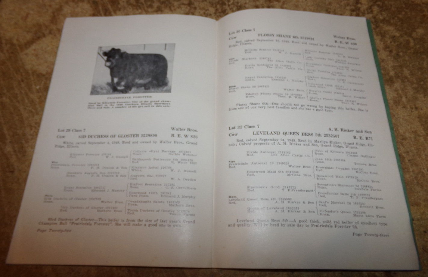 1950 march shorthorn cattle sale + show booklet ottawa,il. good used