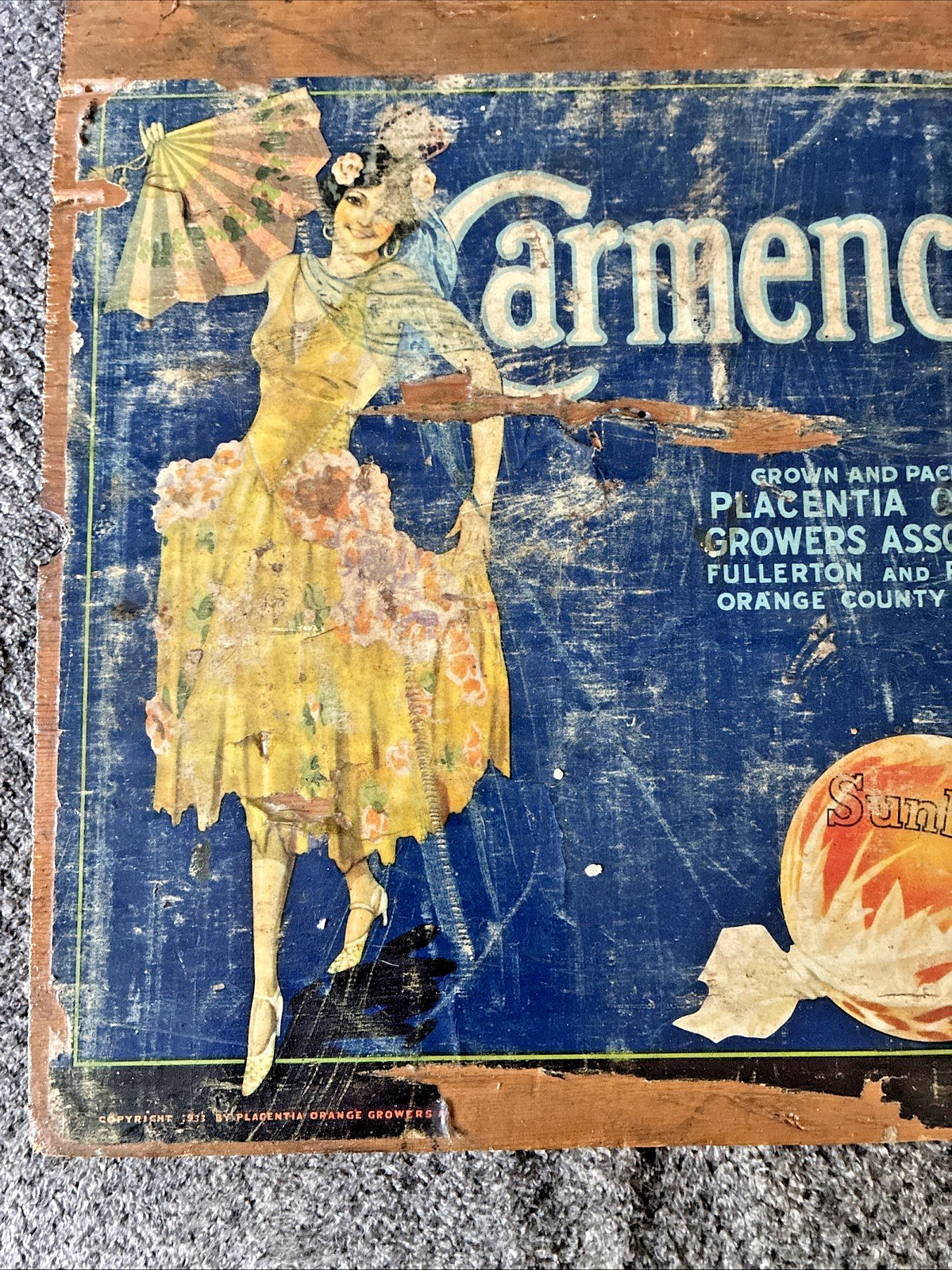 Vintage Wooden Box Ends With Sunkist Advertisement Repurposed For Displays