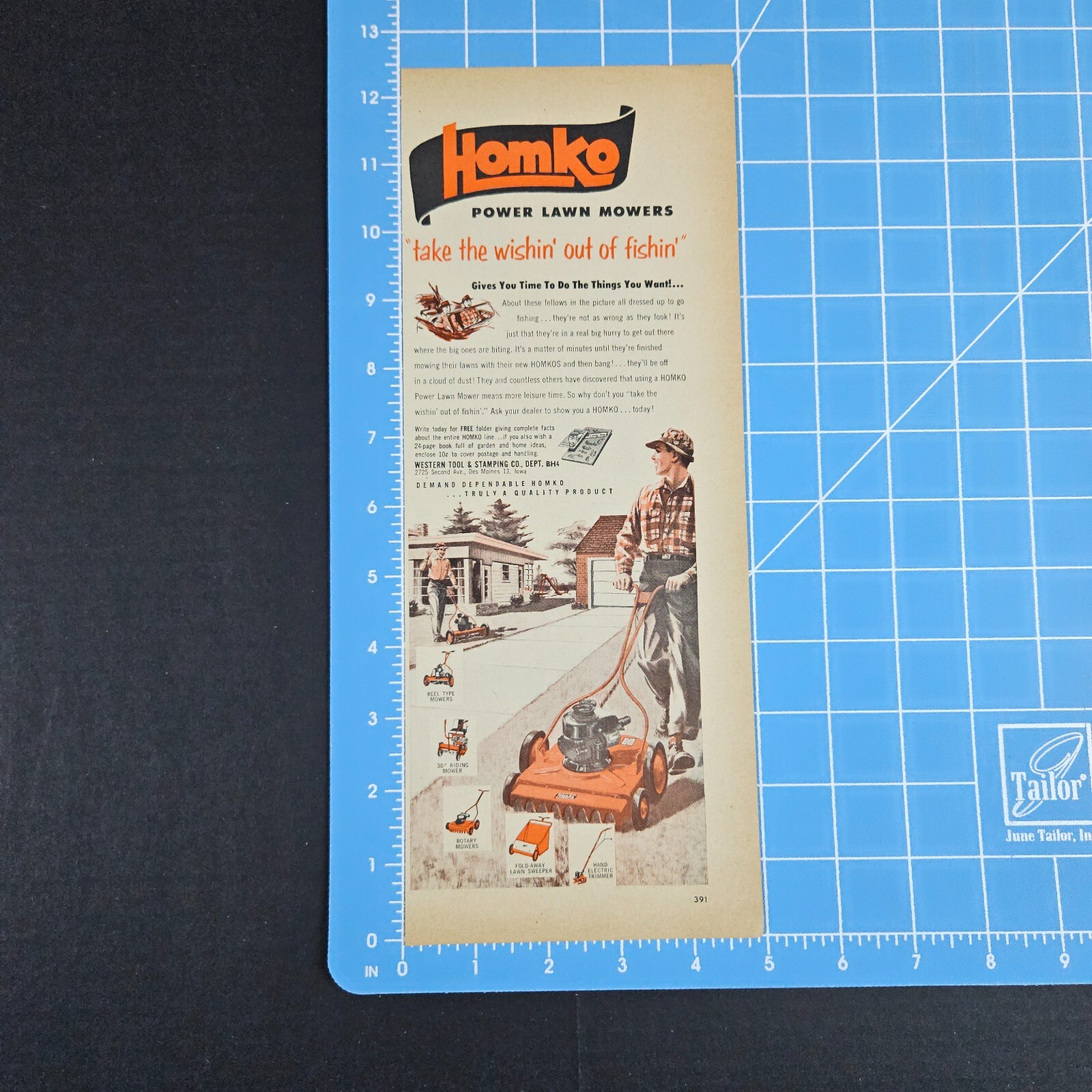 1953 Western Tool & Stamping Homko Power Lawn Mowers Vintage Print Ad Des Moines