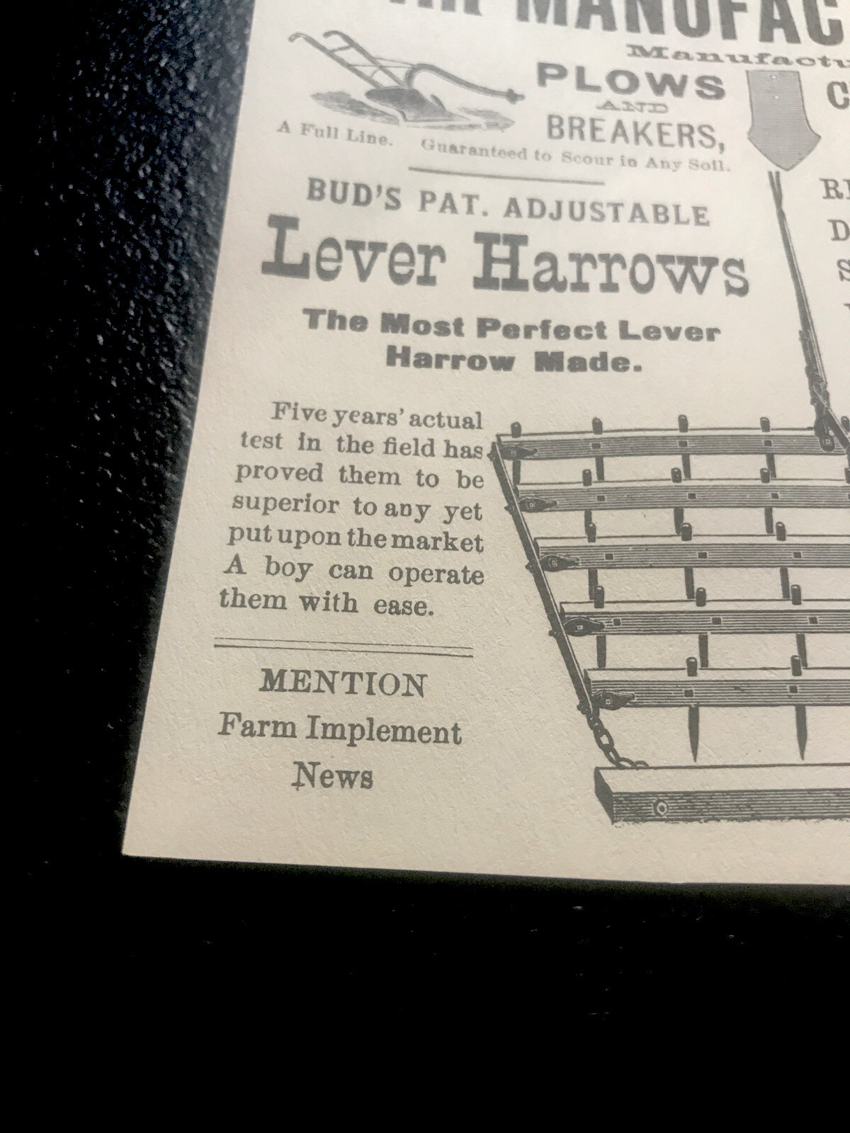 1889 Star Plows & Farm Implements Advertising – Carpentersville – Illinois