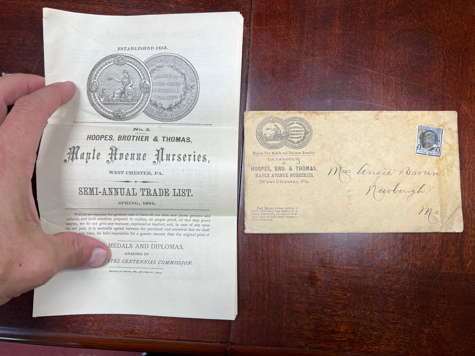 Hoopes Bro & Thomas Maple Ave Nurseries West Chester, Pa Catalogue & Envelope