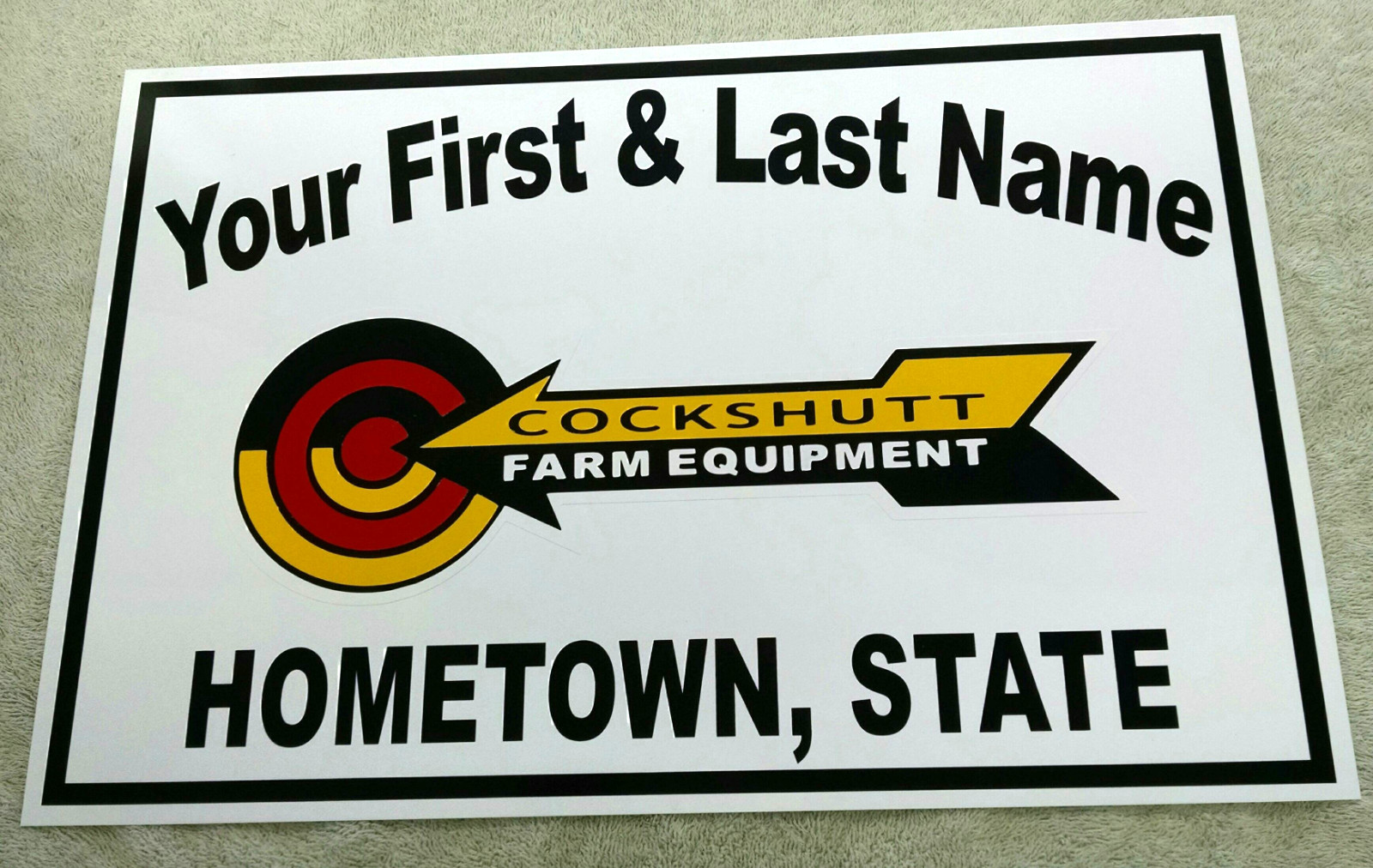 PERSONALIZED COCKSHUTT ALUMINUM NAME SIGN