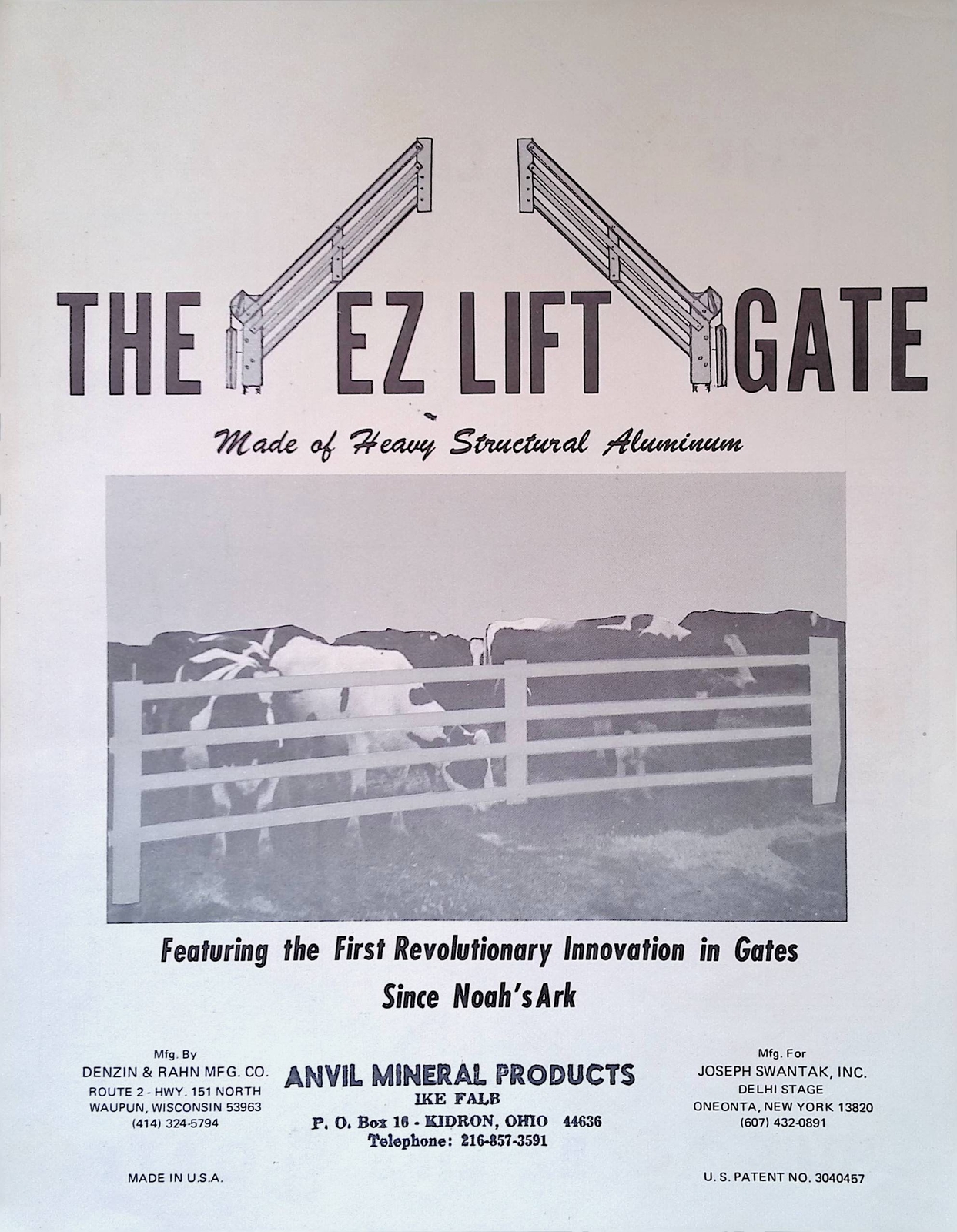 Vintage Farm Advertisement Spec Sheet The EZ Lift Gate Heavy Structural Aluminum