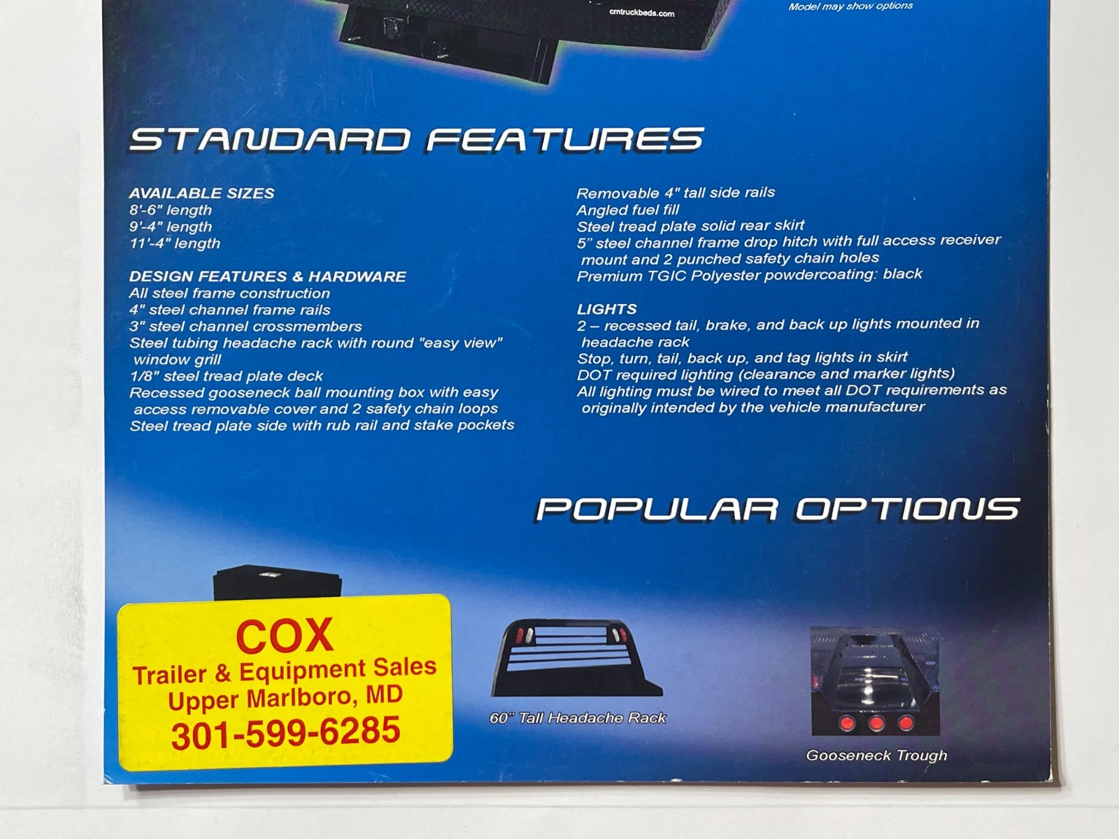 CM Truck Beds For Pickup Trucks Sales Brochure *Showroom Sales Page*