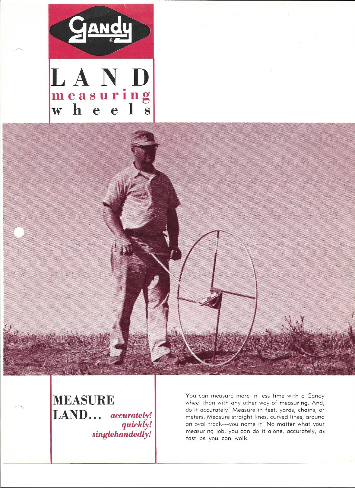 Original OE OEM Gandy Land Measuring Wheels Dealer Sales Brochure Form # W5-866