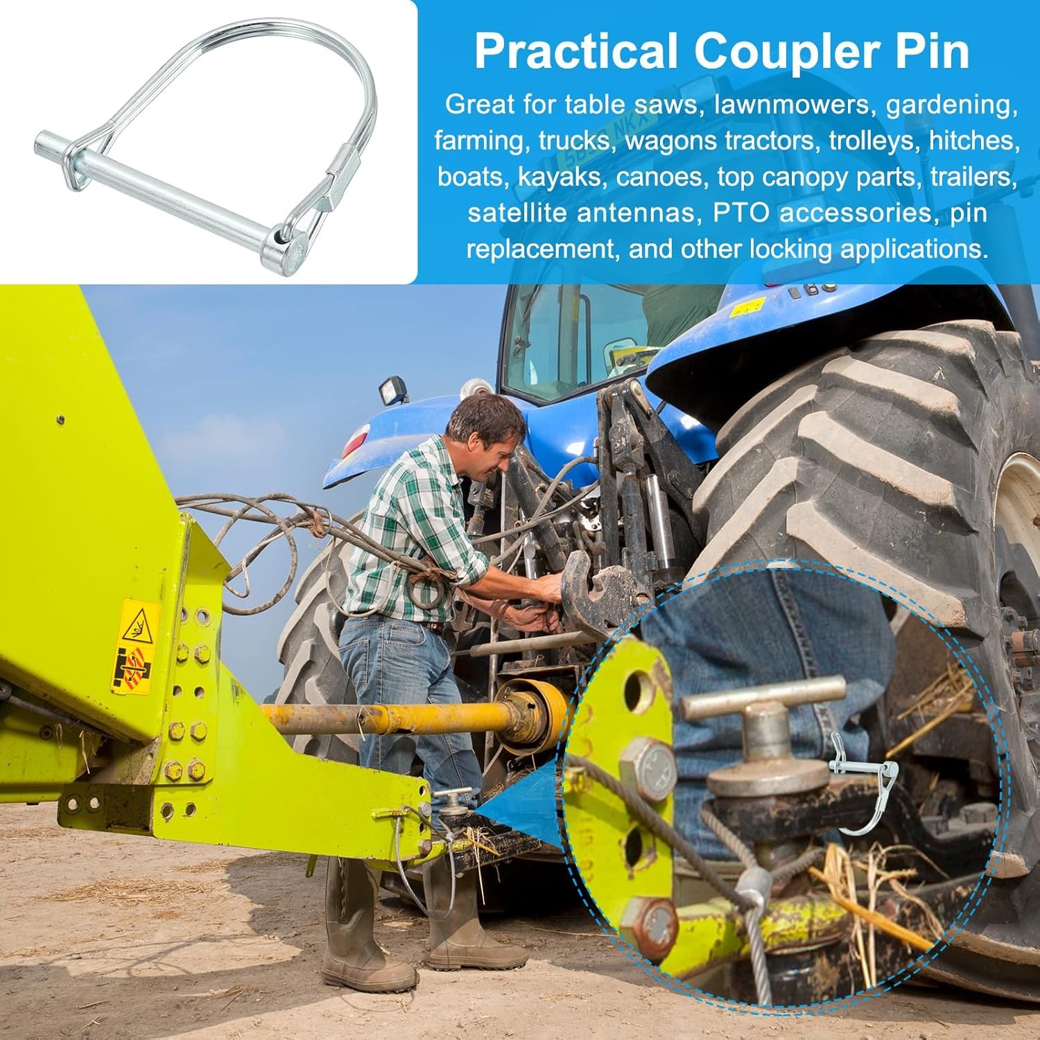 Trailer Coupler Pin 5/16×1-3/4×1.38&Prime;(D*L*IW), 2 Pcs Wire Lock Pin Safety Shaft