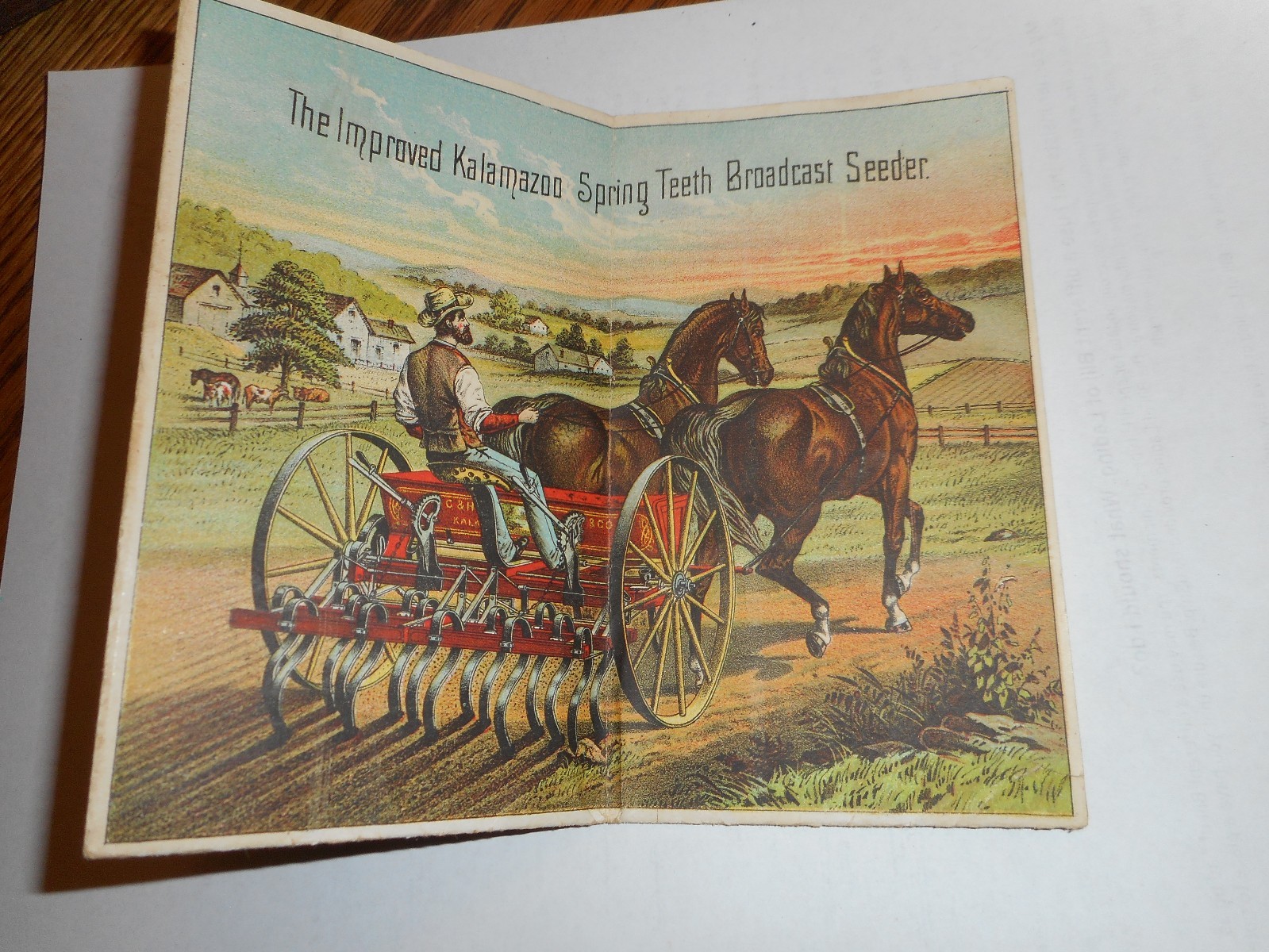 OLD KALAMAZOO SPRING TOOTH CULTIVATORS & SEEDERS FARM BROCHURE TRADE CARD FOLDER