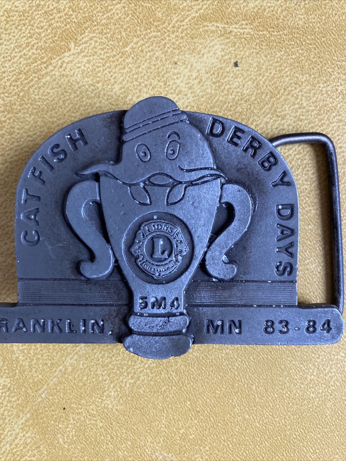 Vintage 1983-1984 Franklin, MN. Catfish Derby Days Pewter Belt Buckle
