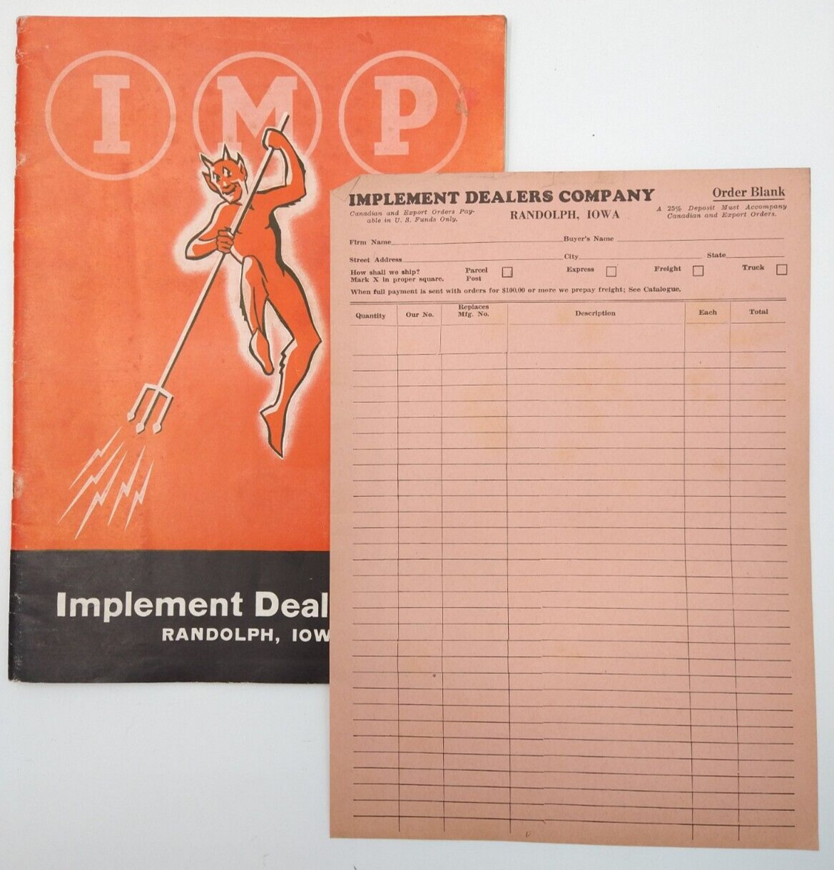 VTG 1943 Implement Dealers Co. Catalog RANDOLPH IA Tractor Truck Parts DEVIL IMP