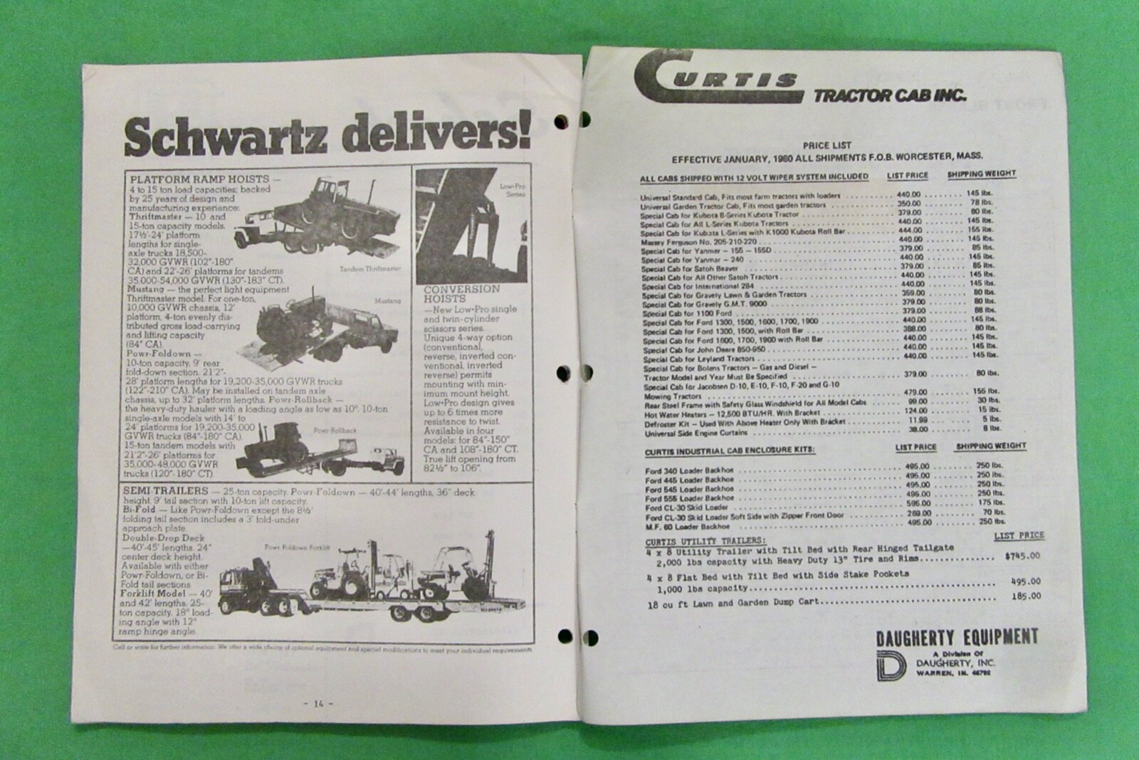 Daugherty Equipment Mini Catalog (1980) Warren, Indiana