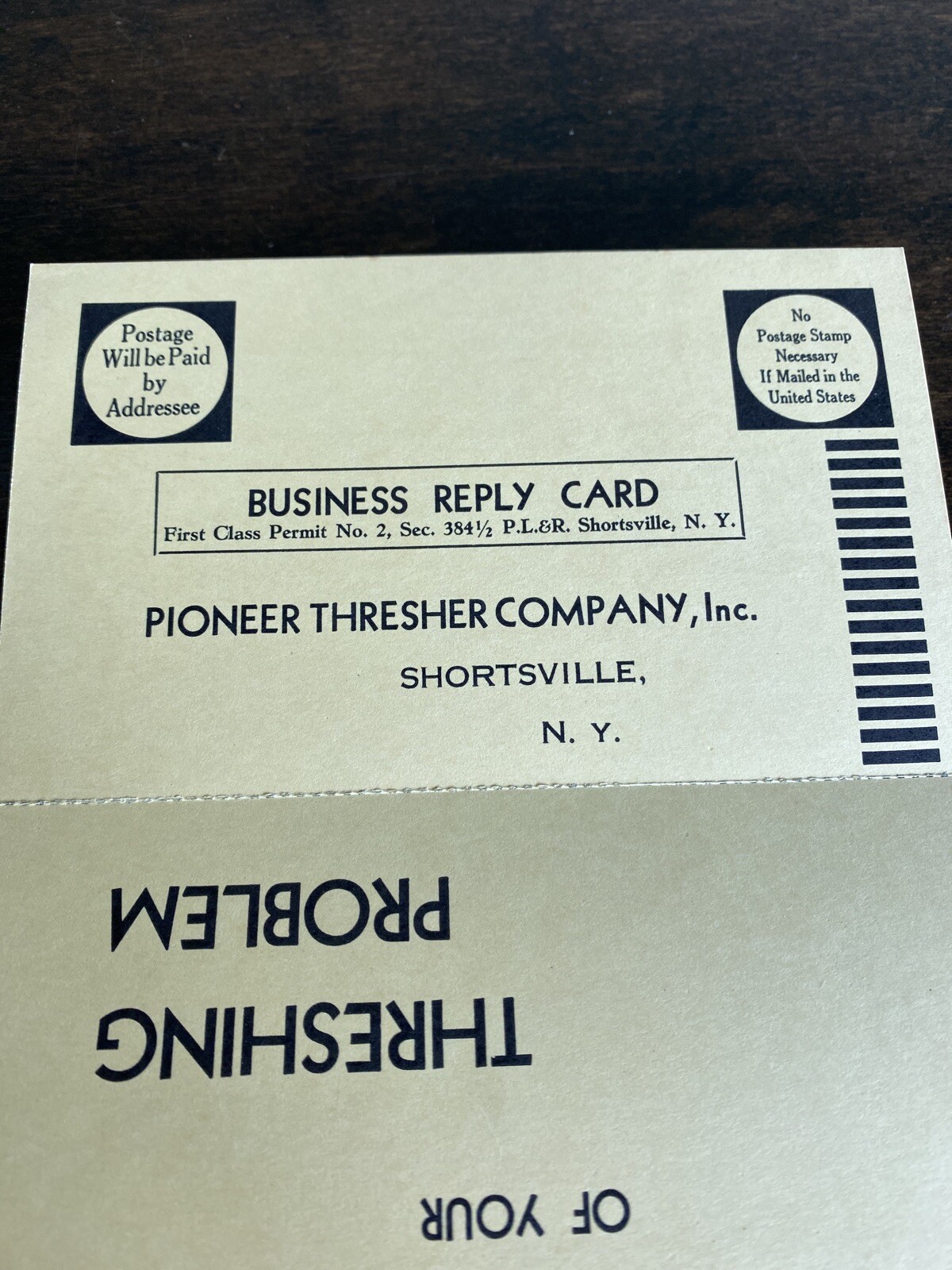 Vintage Advertisement Pioneer Grain Thresher 1930s Brochure Reply Card