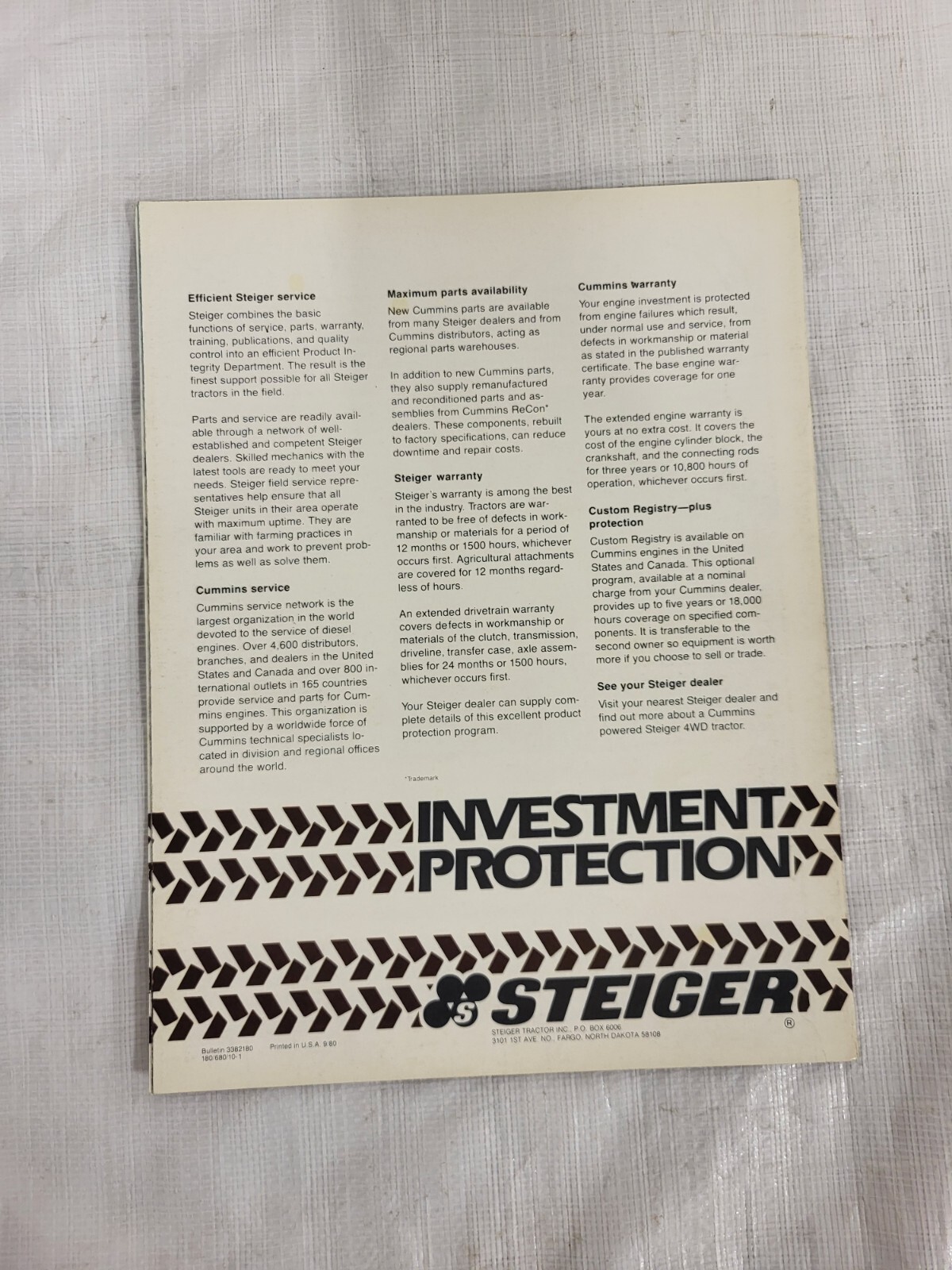 Original Steiger Cummins Tractor Brochure