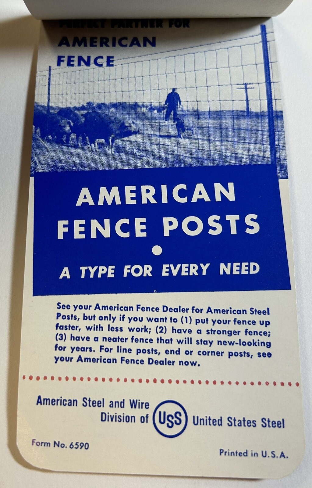 American Fence USS Notebook, Retro American Ephemera