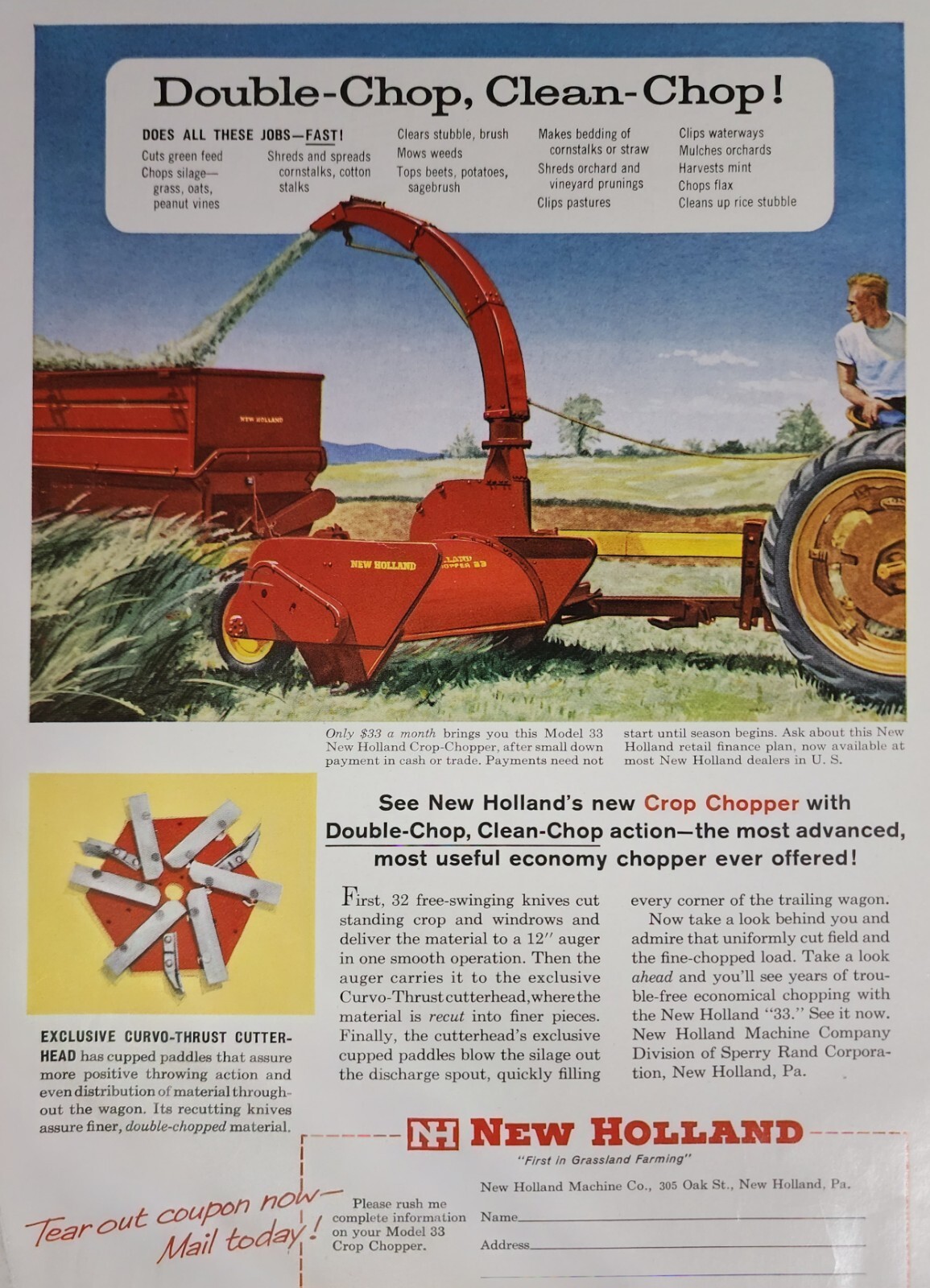 New Holland Crop Chopper Magazine Picture Ad Farm Tractor Print Vintage Art
