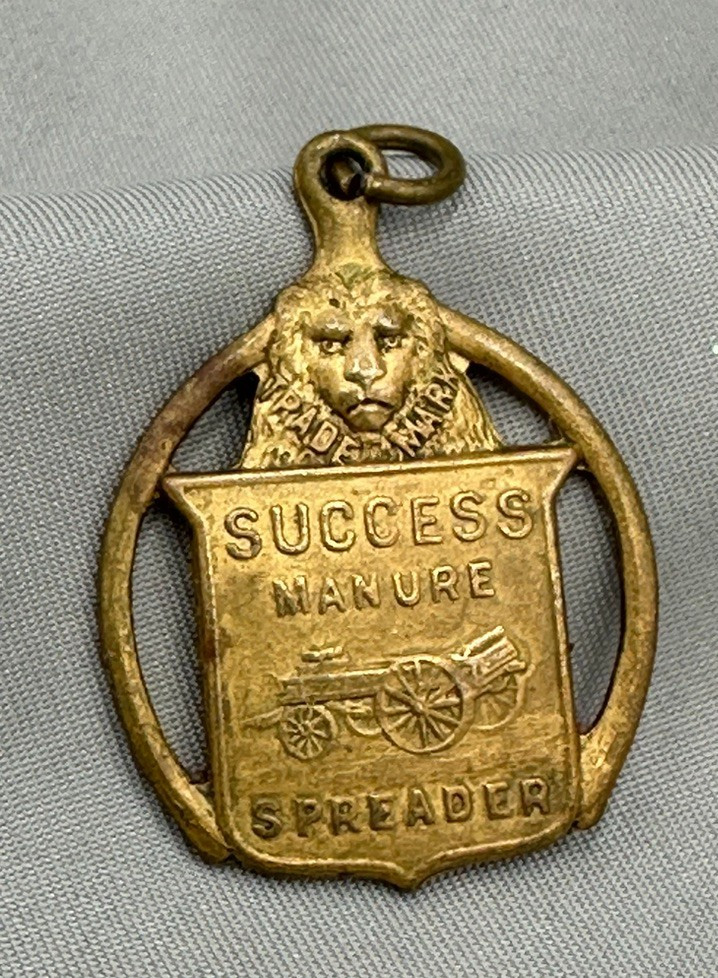 Antique The Success Manure Spreader Watch Key Fob Kemp Burpee Farm Advertising
