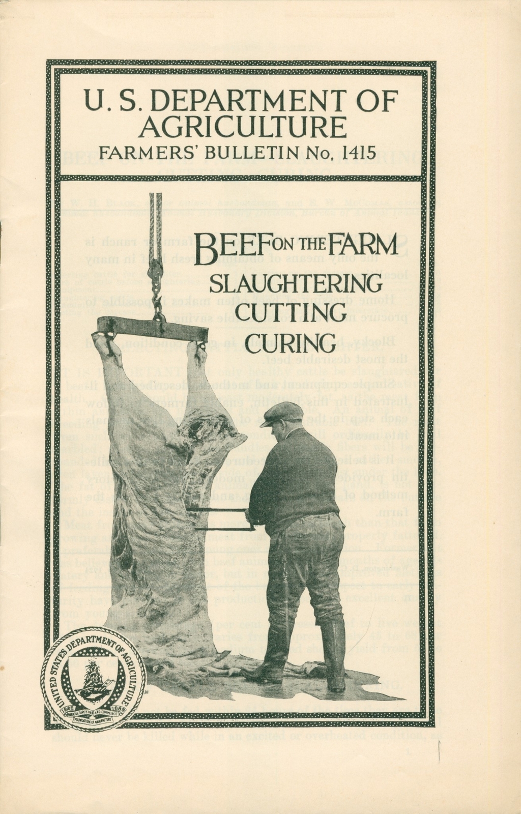 1936 US Department Agriculture Beef Farm Slaughtering Cutting Curing Resource