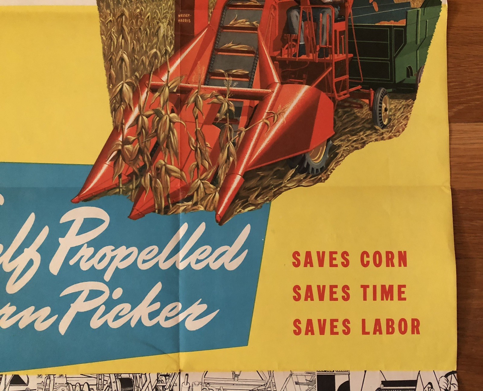 Vintage Massey Harris Self Propelled Corn Picker Dealer Brochure Poster