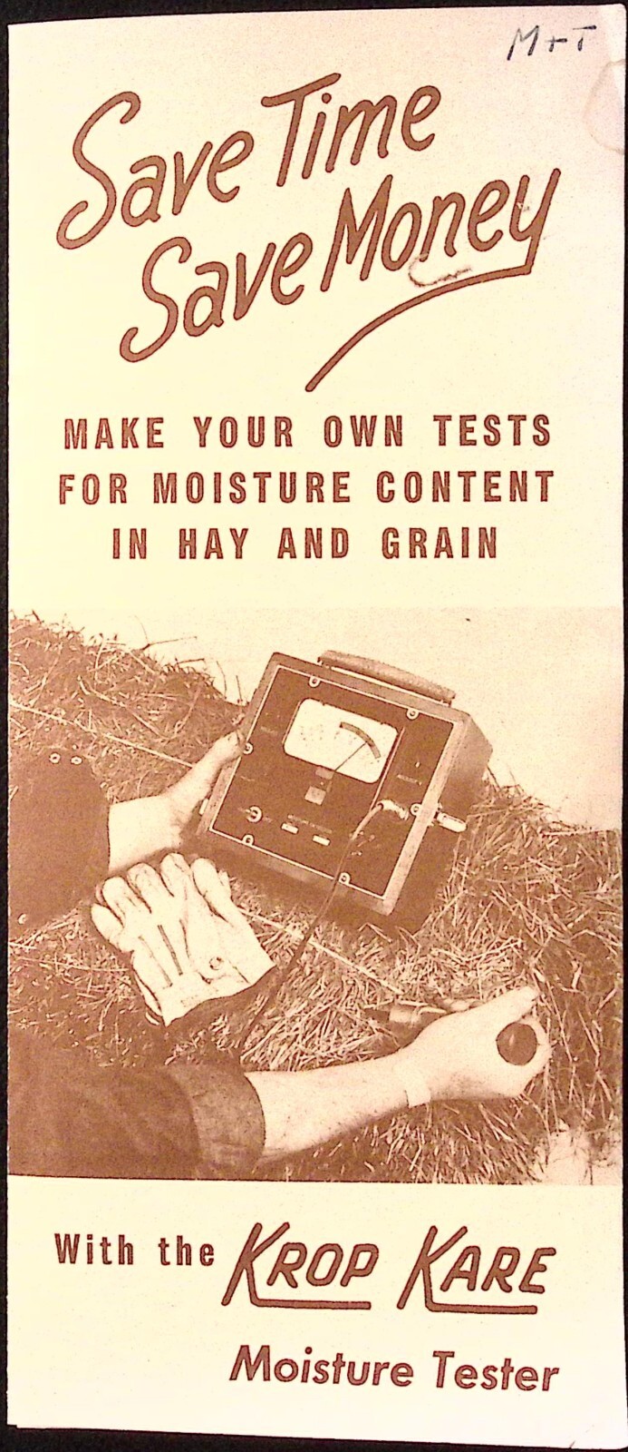 1954 Krop Kare Moisture Tester Hay & Grain Brochure JR Mayner & Co Mansfield OH