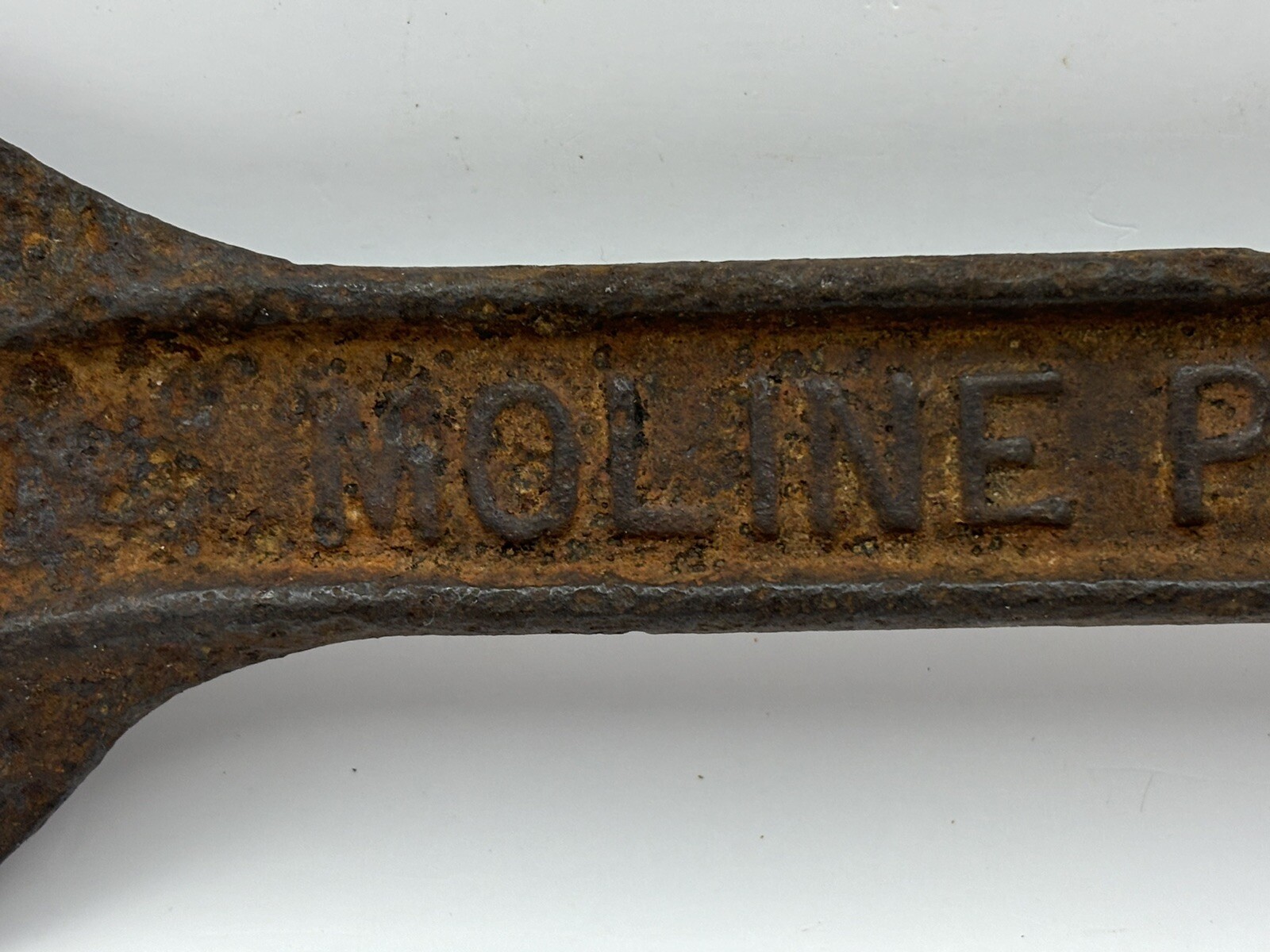 Old Farm Barn Find Vintage Hand Tool Moline Plow CO. Embossed Advertising Wrench