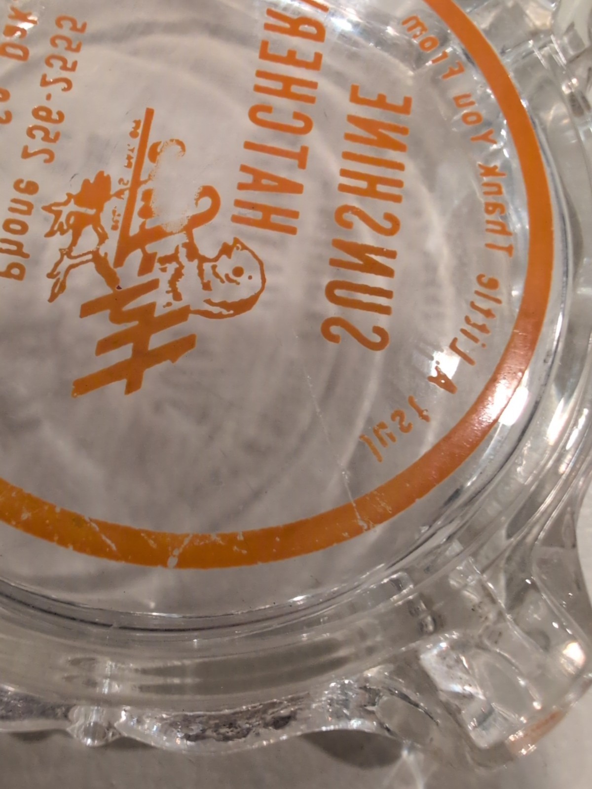 Vtg Sunshine Hatchery Glass Ashtray Madison South Dakota Zip Feed Hy-Line