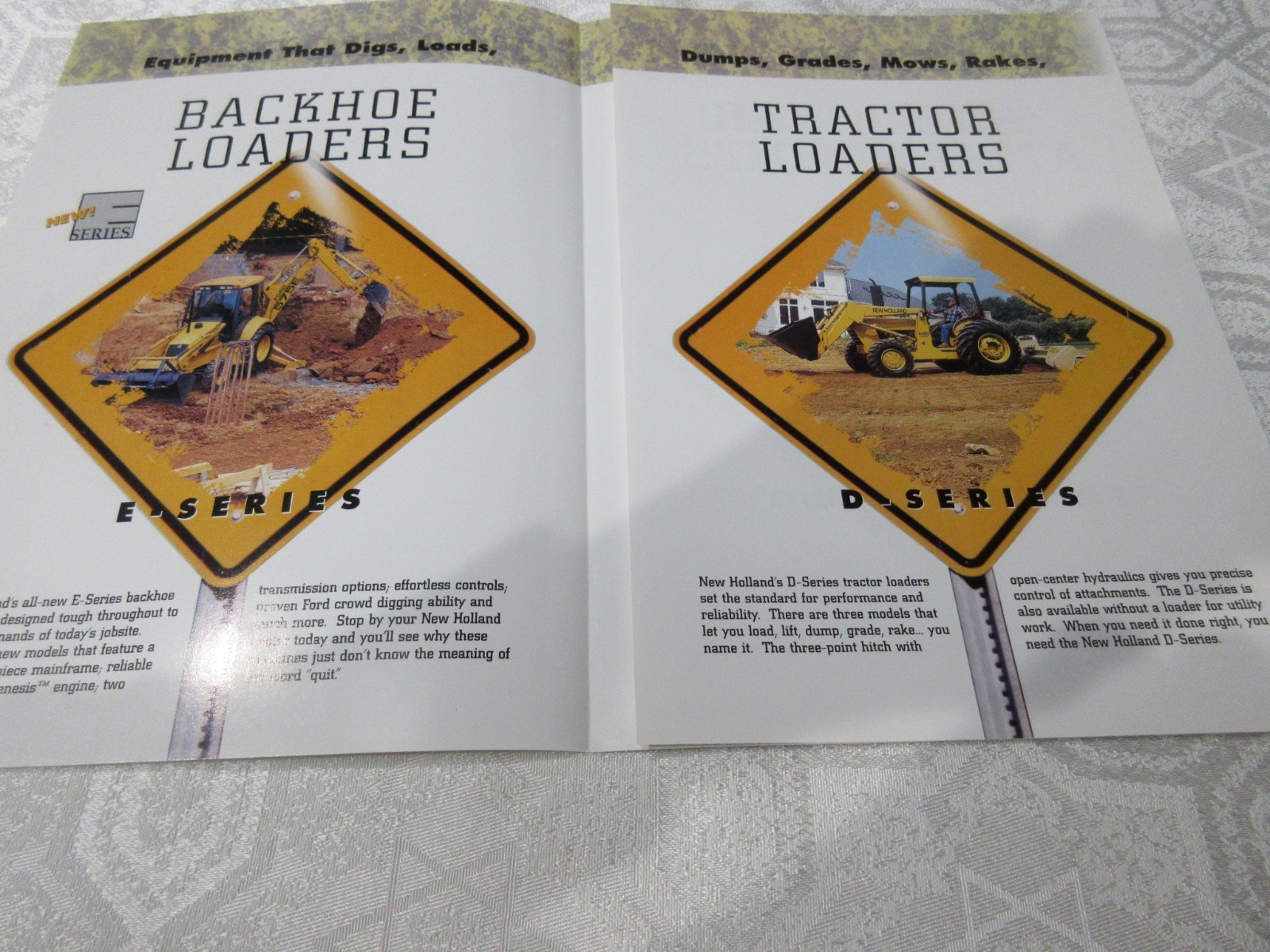 New Holland Construction Sales Brochure Backhoe Loaders, Tractor Loaders 6 Page
