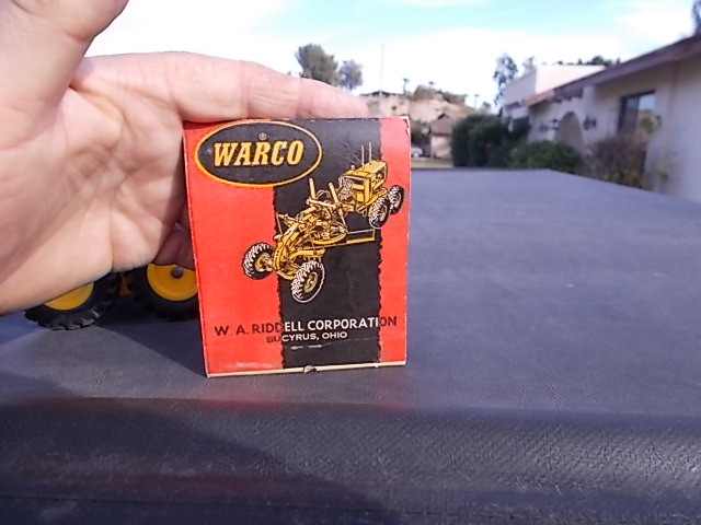 Vintage Warco Road Grader W A Riddel Corp Bucryus Ohio Matchbook Advertising