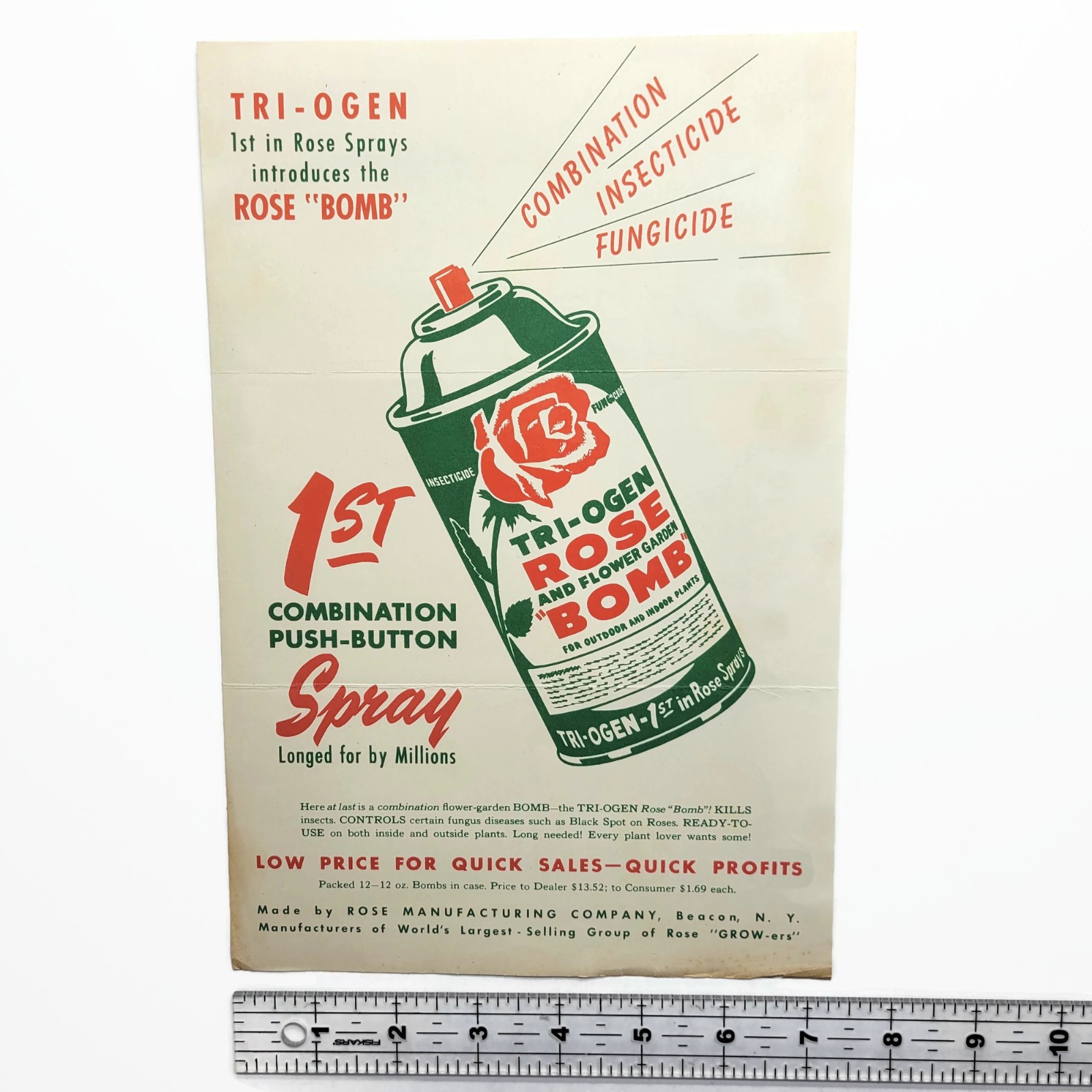 Vintage Tri-Ogen Rose Bomb Aerosol Spray Gardening Agriculture Ad Advertisement