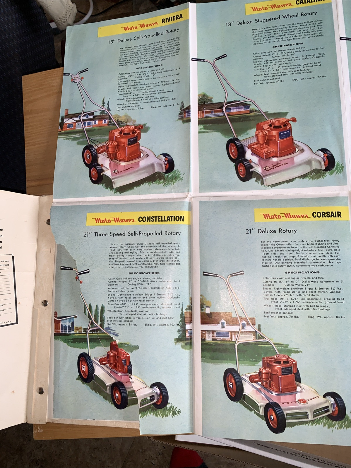 1957 MOTO-MOWER Co REEL LAWN MOWER Vintage Dealer promo ADVERTISE package tear