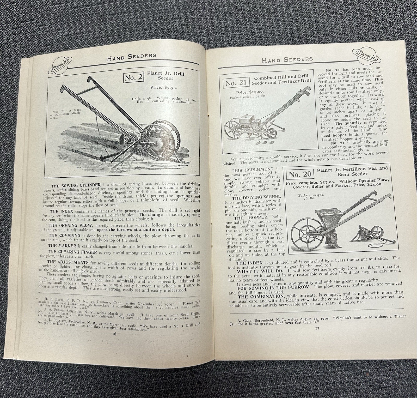 1912 Planet Jr Catalog- Original Old Stock From Turn Of Century Hardware Store