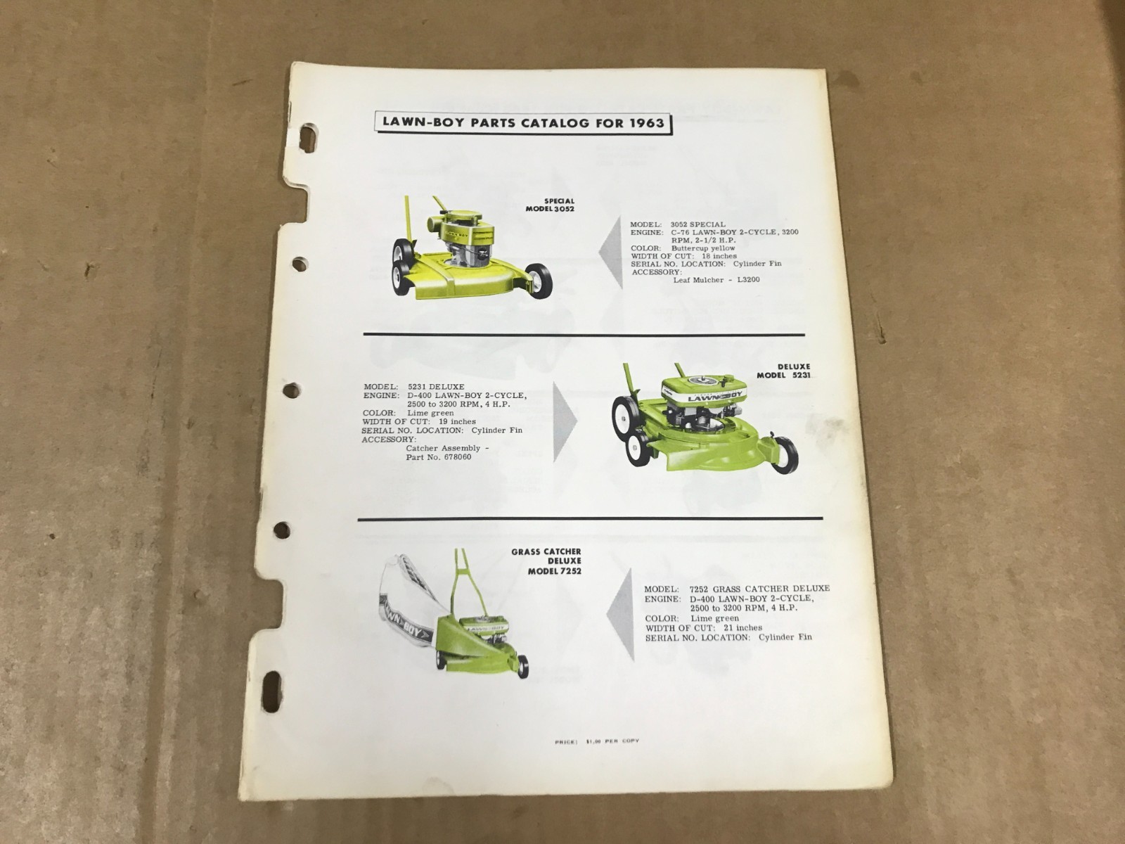 Vintage Lawn-Boy Parts Catalog For 1963