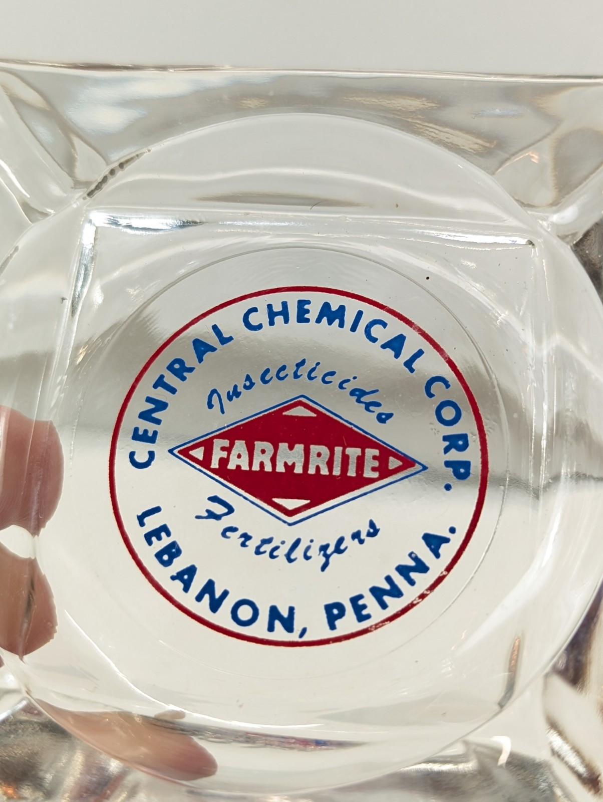 Central Chemical Co Farmrite Fertilizers Lebanon Penna Pa Glass Ashtray