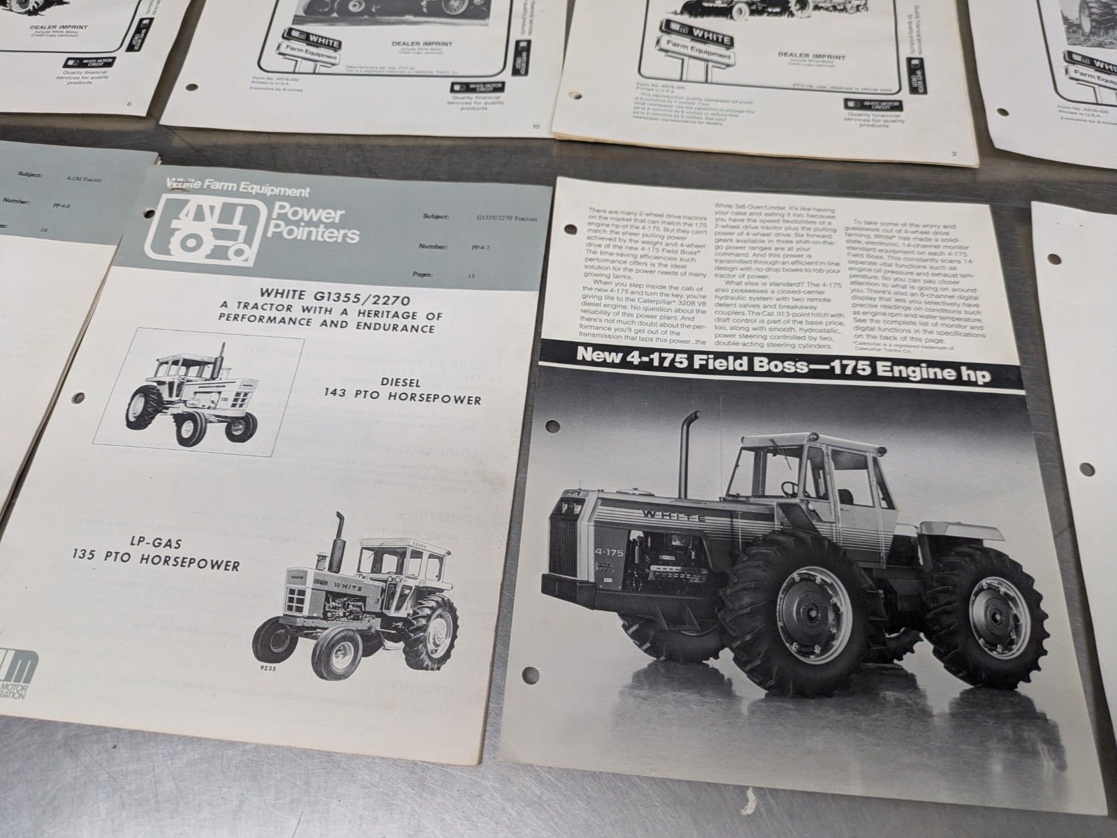 Lot Of 12 White Tractors Implements Dealership Sales Brochures Information