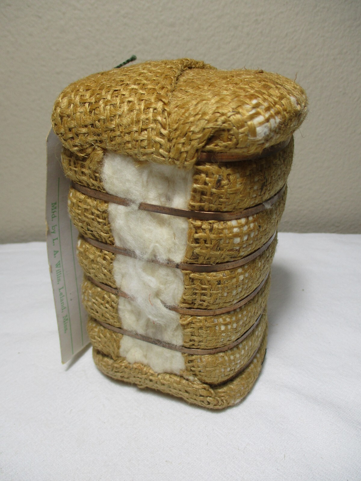 VINTAGE 5&Prime; REAL SOUVENIR COTTON BALE from GEORGIA with TAG