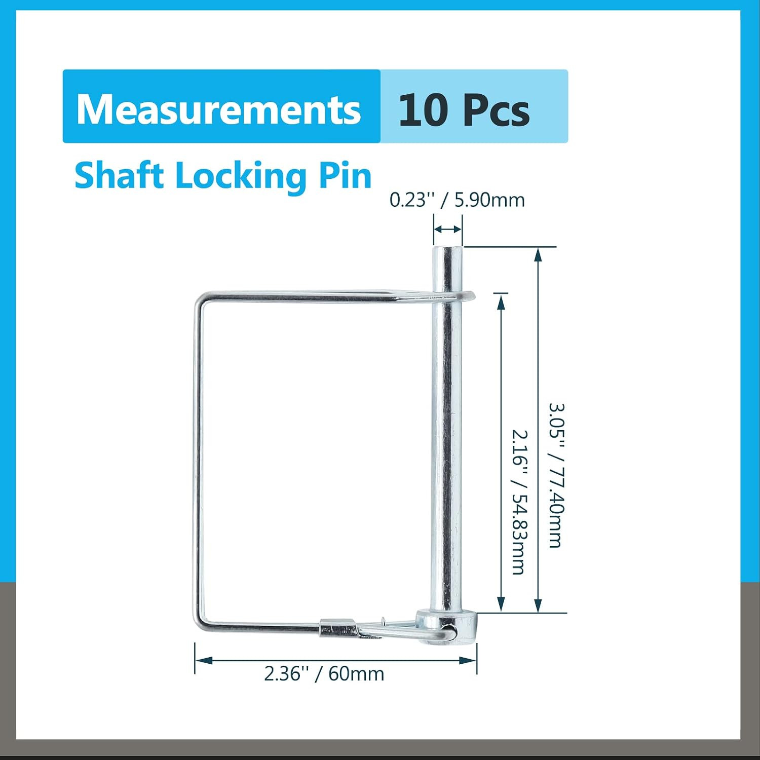 10 Pack 1/4&Prime; X 3&Prime; Square Shaft Locking Pin, Heavy Duty Safety Coupler Pin for Tr