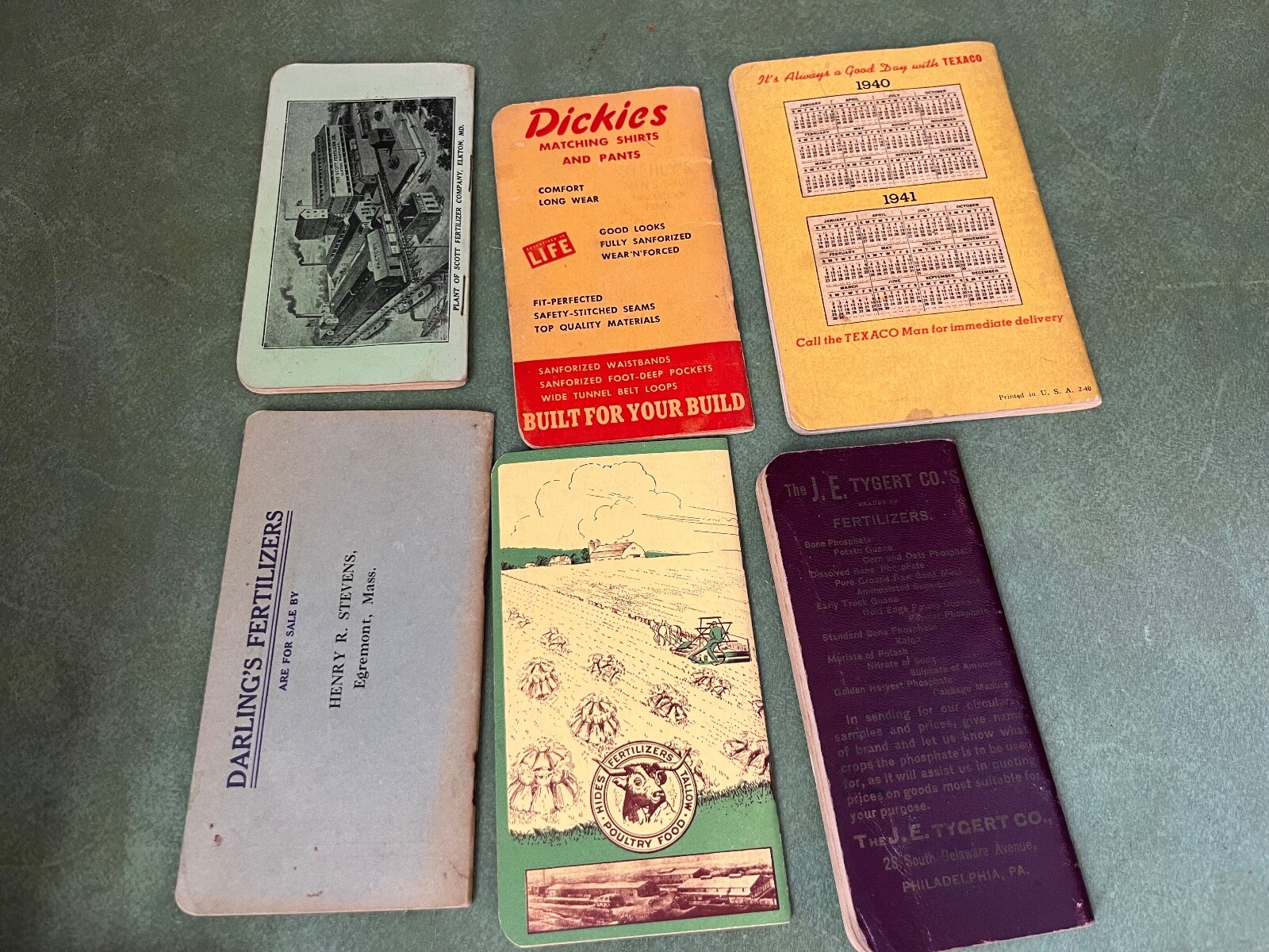 Lot Of Farmers Pocket Note Books Dickies Texaco Tygert Scotts Allentown PA