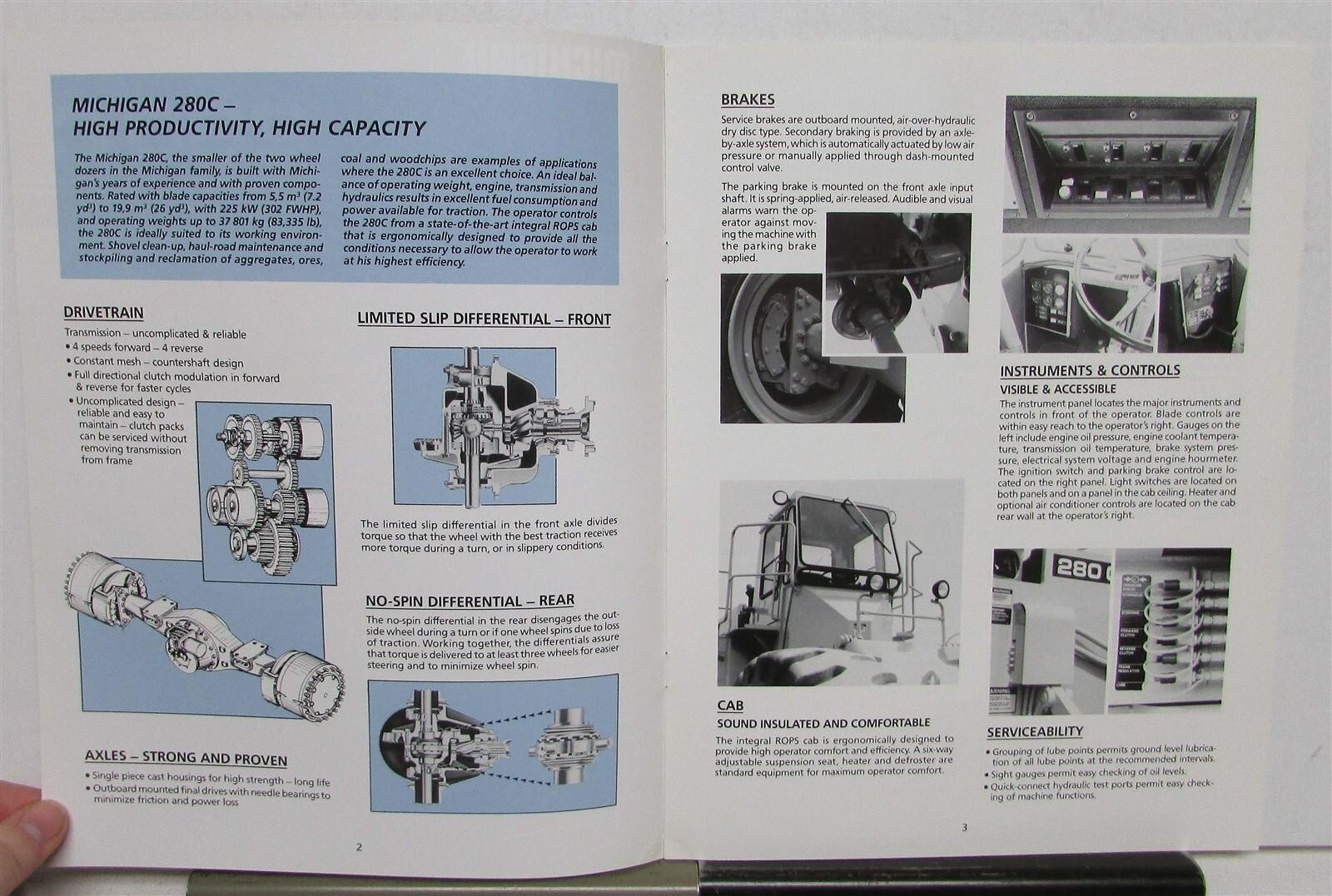 1989 Michigan 280 C Wheel Dozer Construction Diagrams Sales Brochure