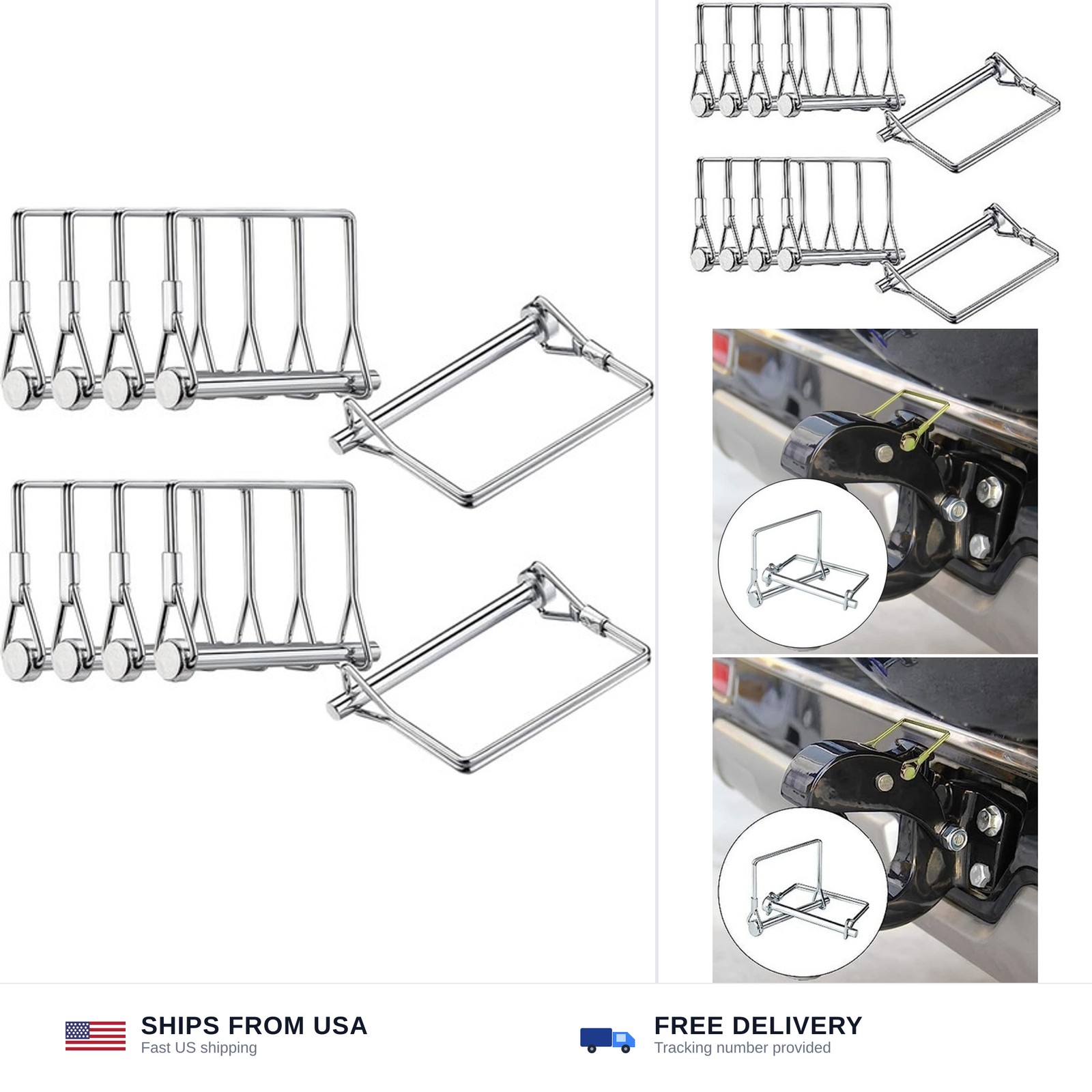 10 Pcs 5/16x4in Trailer Coupler Pin Heavy Duty Wire Lock Pin Secure Towing Hi…