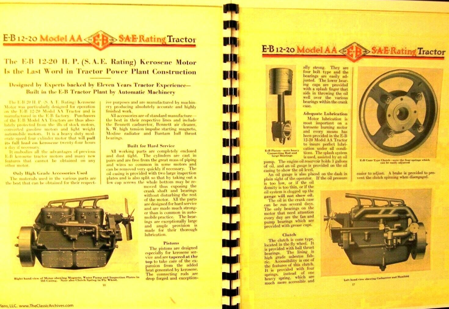 Emerson-Brantingham Implm.Model AA–S.A.E. Rating Kerosene Tractors E-B 12-20