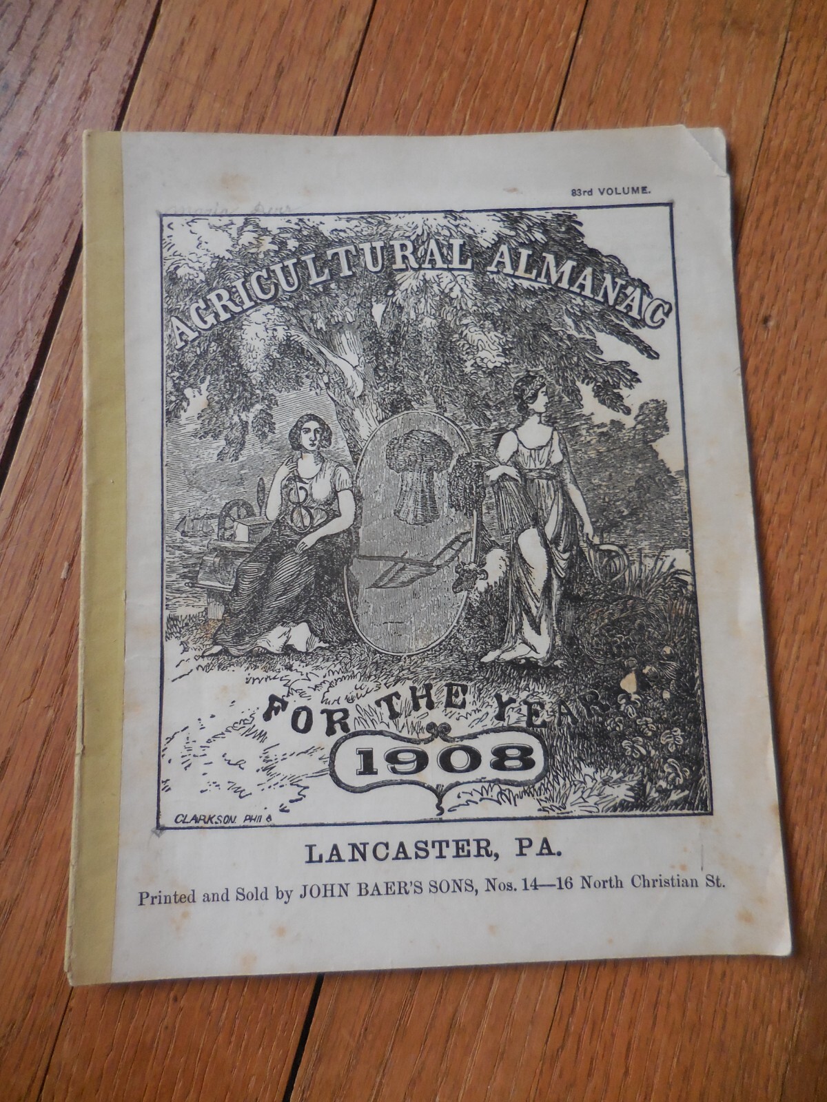 4 Vintage Agricultural Almanacs, Lancaster, PA 1906, 1908, 1909, 1910, J. Baer