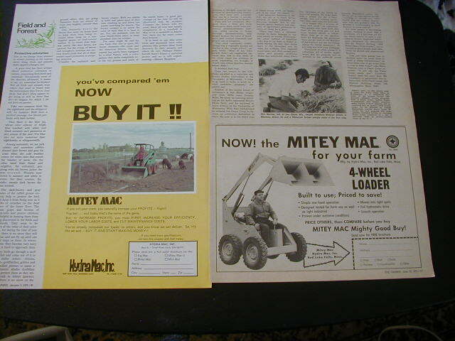 RARE lot of 2 Mighty Mac four wheel drive tractor magazine print ads 1971 1975