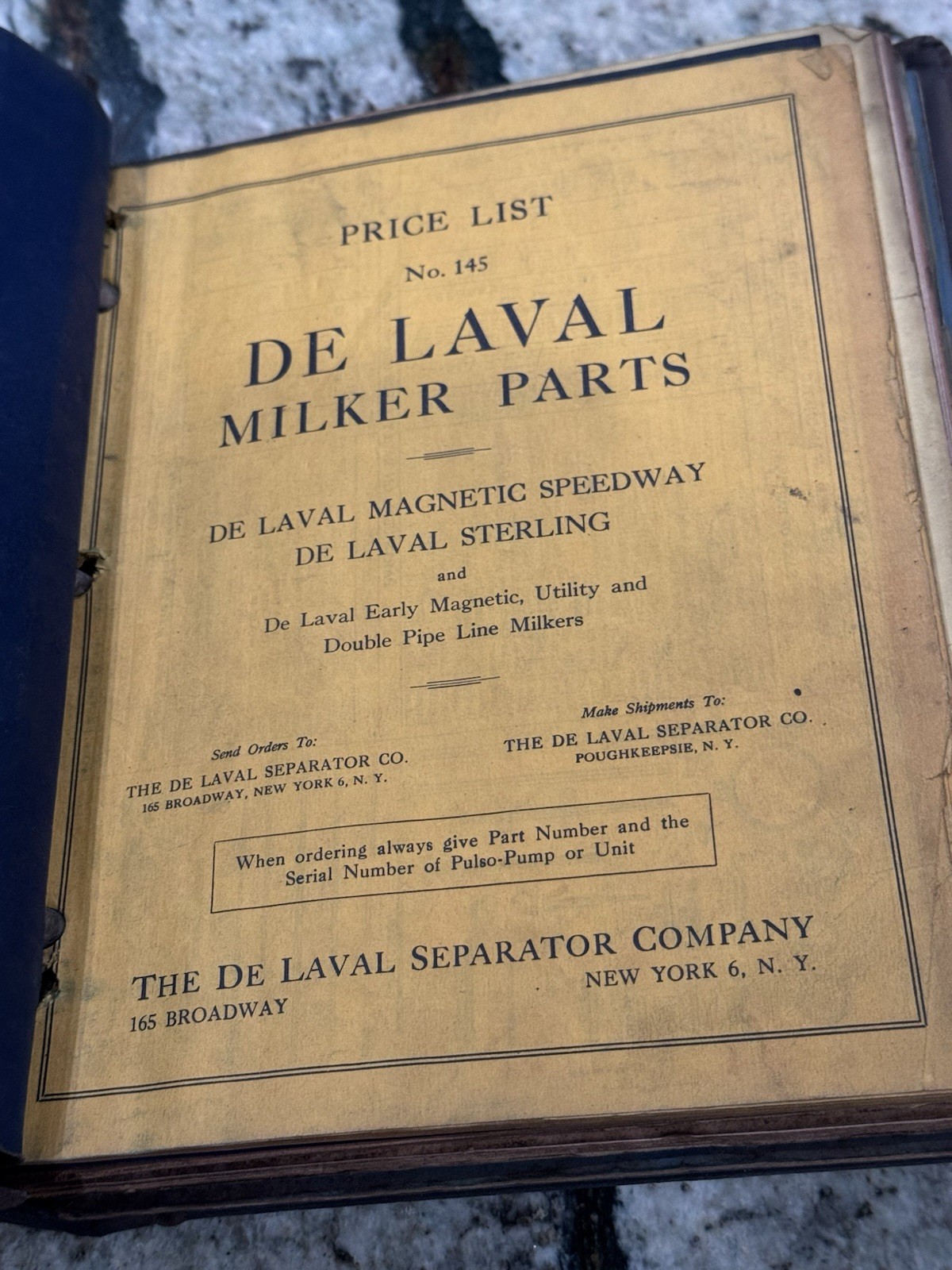 DE LAVAL Milking Machine DEALER BINDER Manuals Cream Separator Parts List