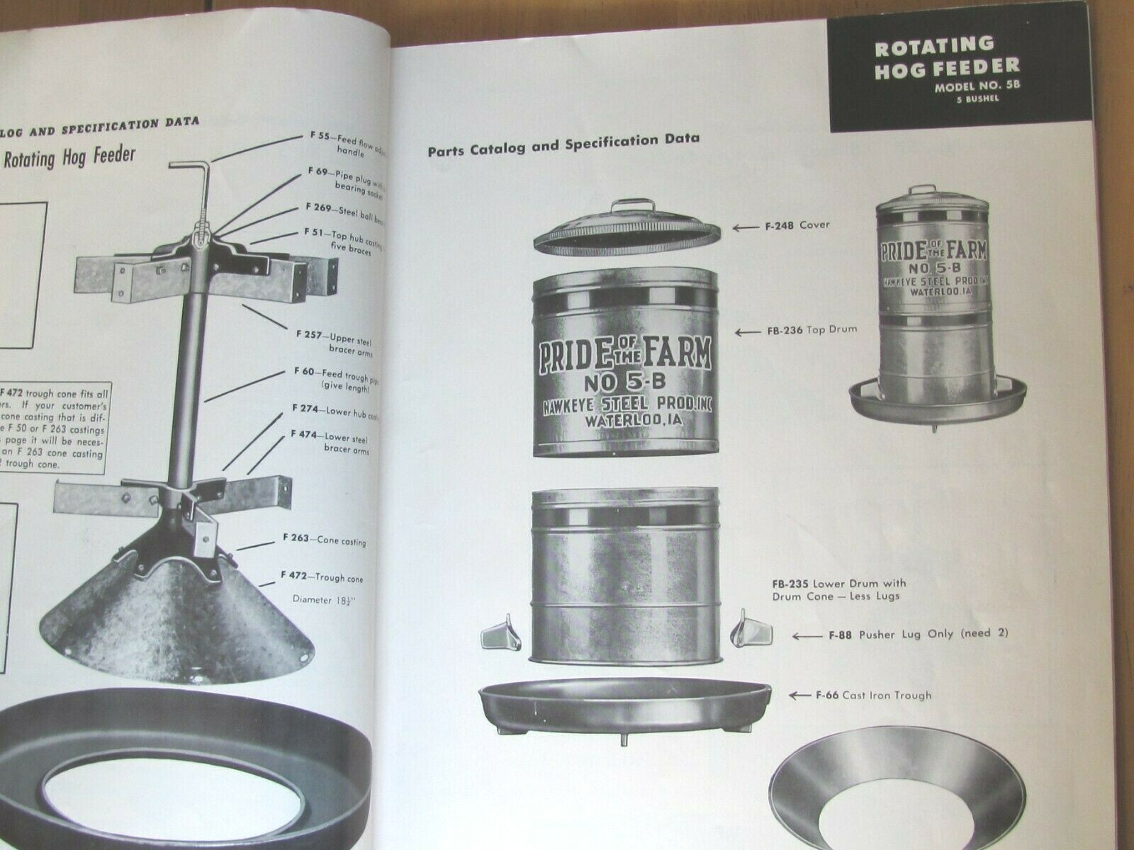 1962 Hawkeye Steel Products Dealer Parts Catalog Farm Feed Equipment