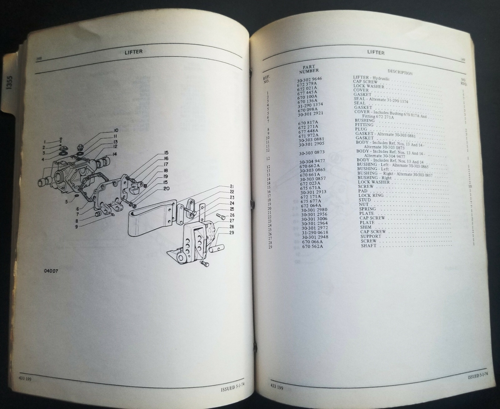 Oliver – Cockshutt Models 1355 Tractor Dealer Parts Catalog