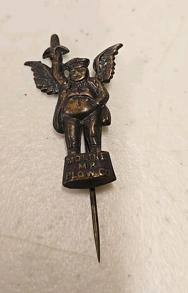 Antique 2&Prime; Moline Plow Co Flying Dutchman Advertising Brass Stick Pin
