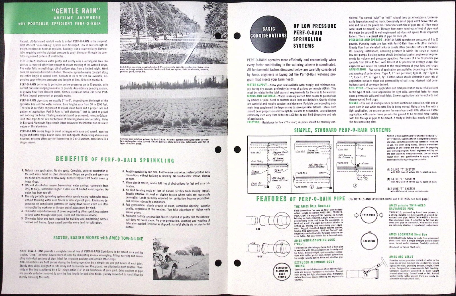 1950s W.A. Ames Co Overhead Sprinkling Perf O Rain Couplers Valves Brochure