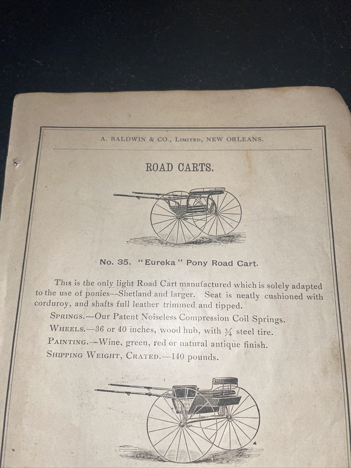 1891 Baldwin – Eureka Pony Road Cart – Farm Advertising – Rock Falls IL
