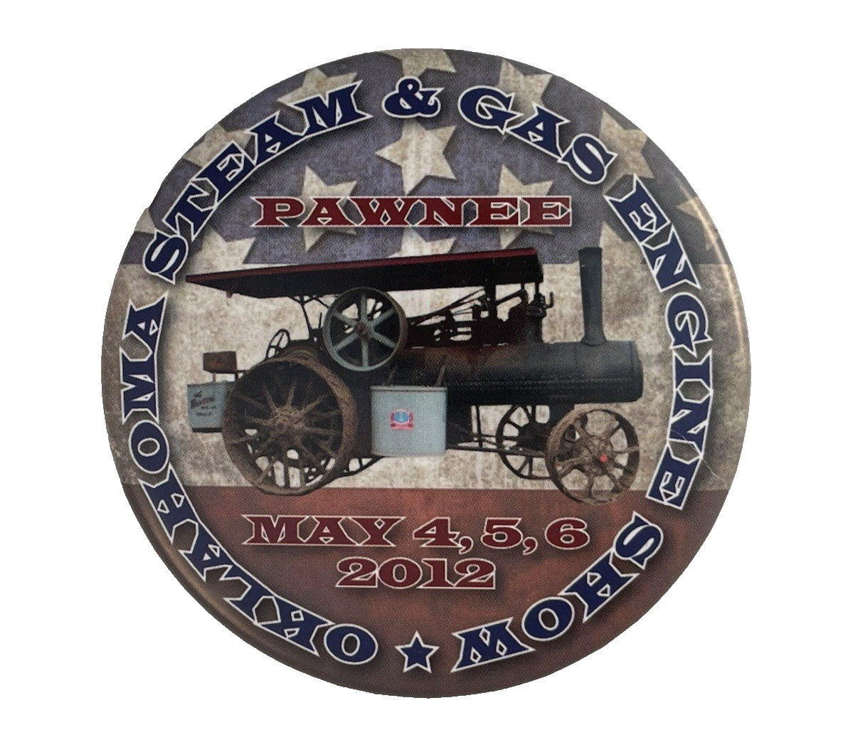 Pinback Advertising Button: Oklahoma Steam & Gas Engine Show 2012