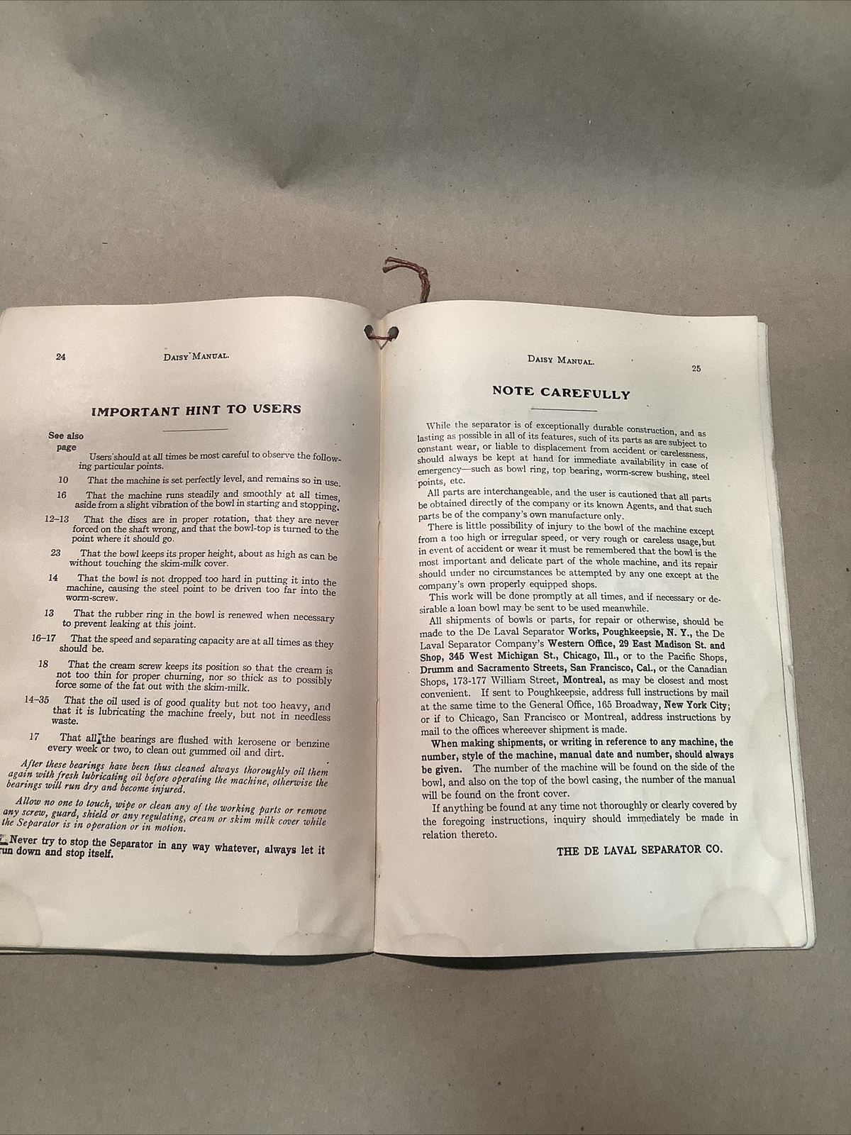 1930s Instructions Daisy De Laval Separator INV-P0004