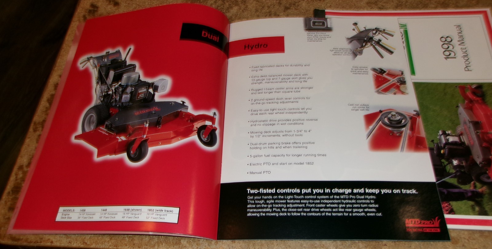 2-lot 1998 MTD turf equipment brochures in nice shape used